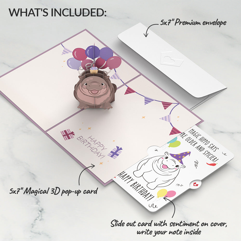 Baby Pygmy Birthday with Magic Hippo Pop-Up Card and Sentiment Set、mySite、solidvoid