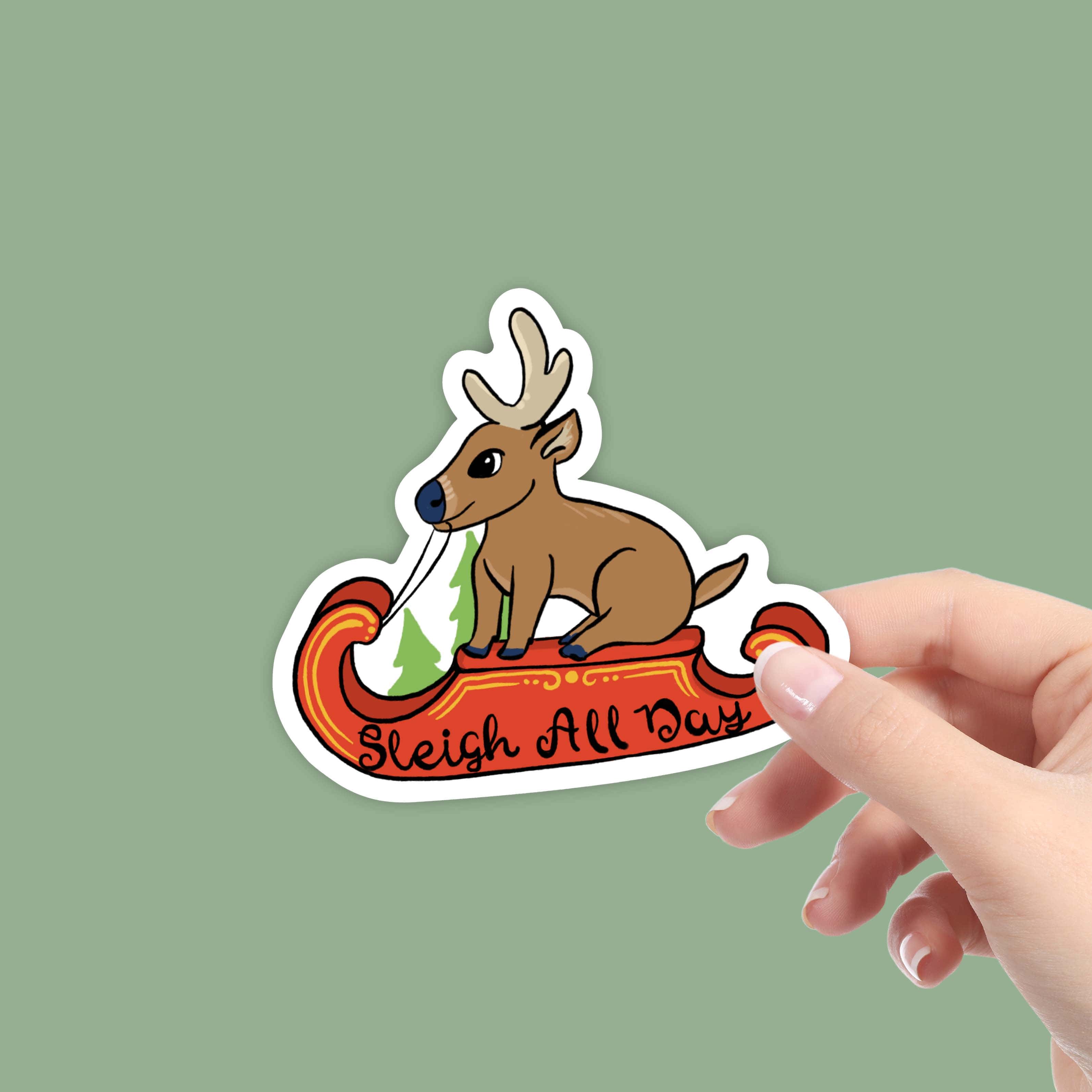  Sleigh All Day Reindeer Winter Sticker、mySite、elrpsem3k