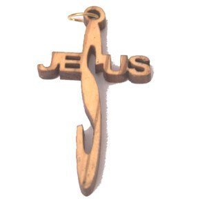 Olive wood JESUS Cross Laser Pendant (6cm or 2.36 long )、mySite、topwebapps