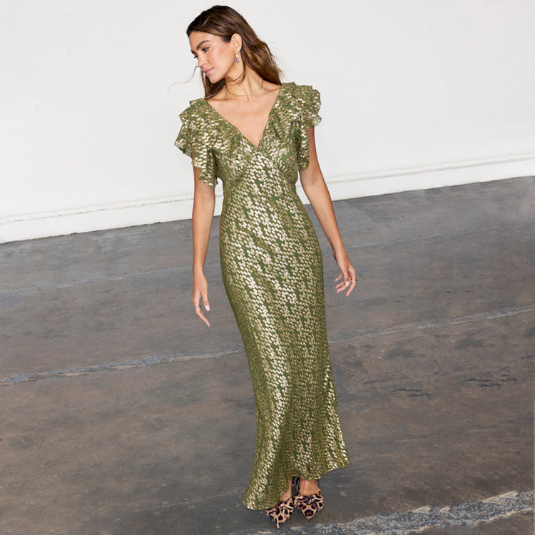 Olive Jacquard Tilda Dress、mySite、solidvoid