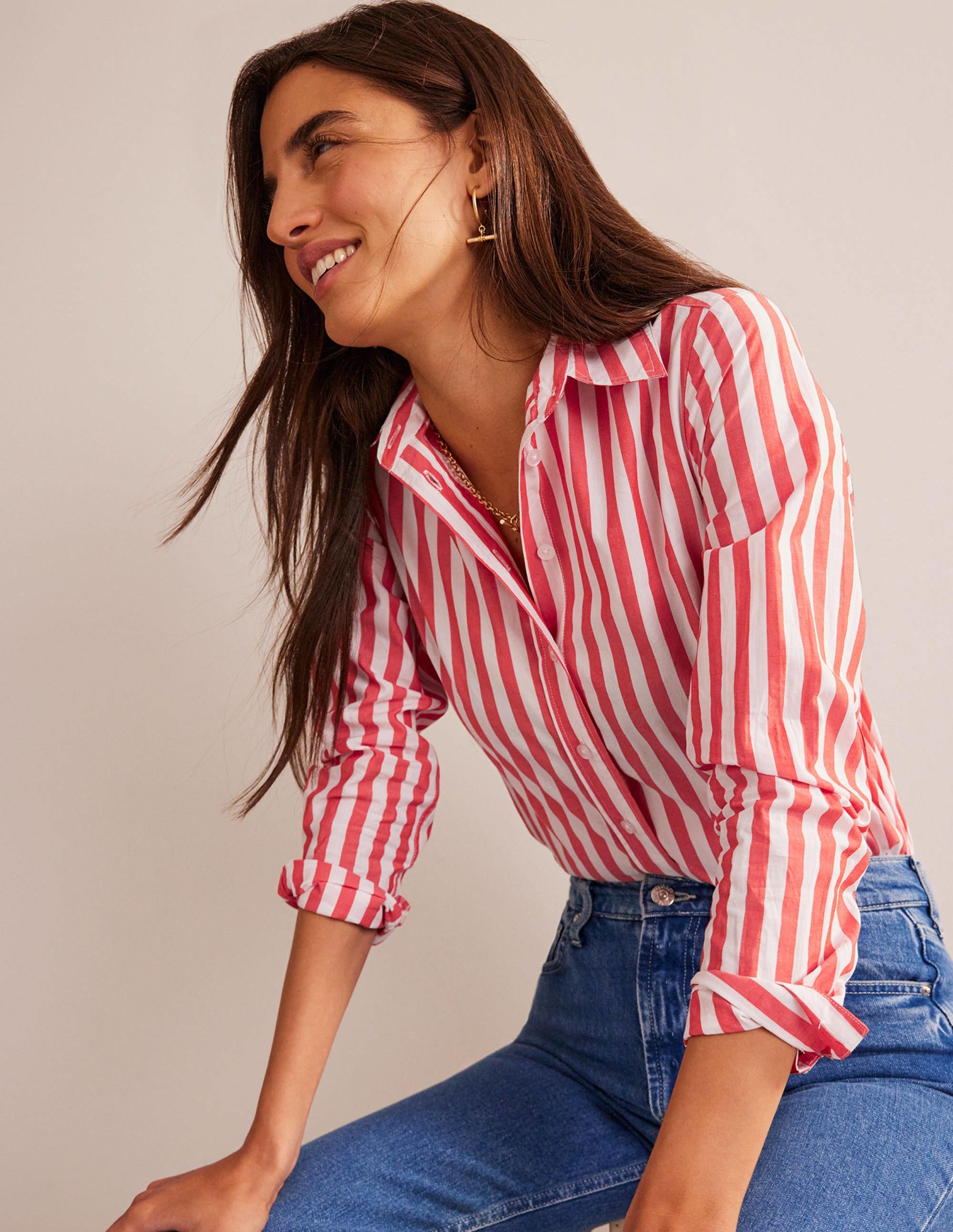  Sienna Cotton Shirt-Bright Red Stripe、mySite、ashleygrahame