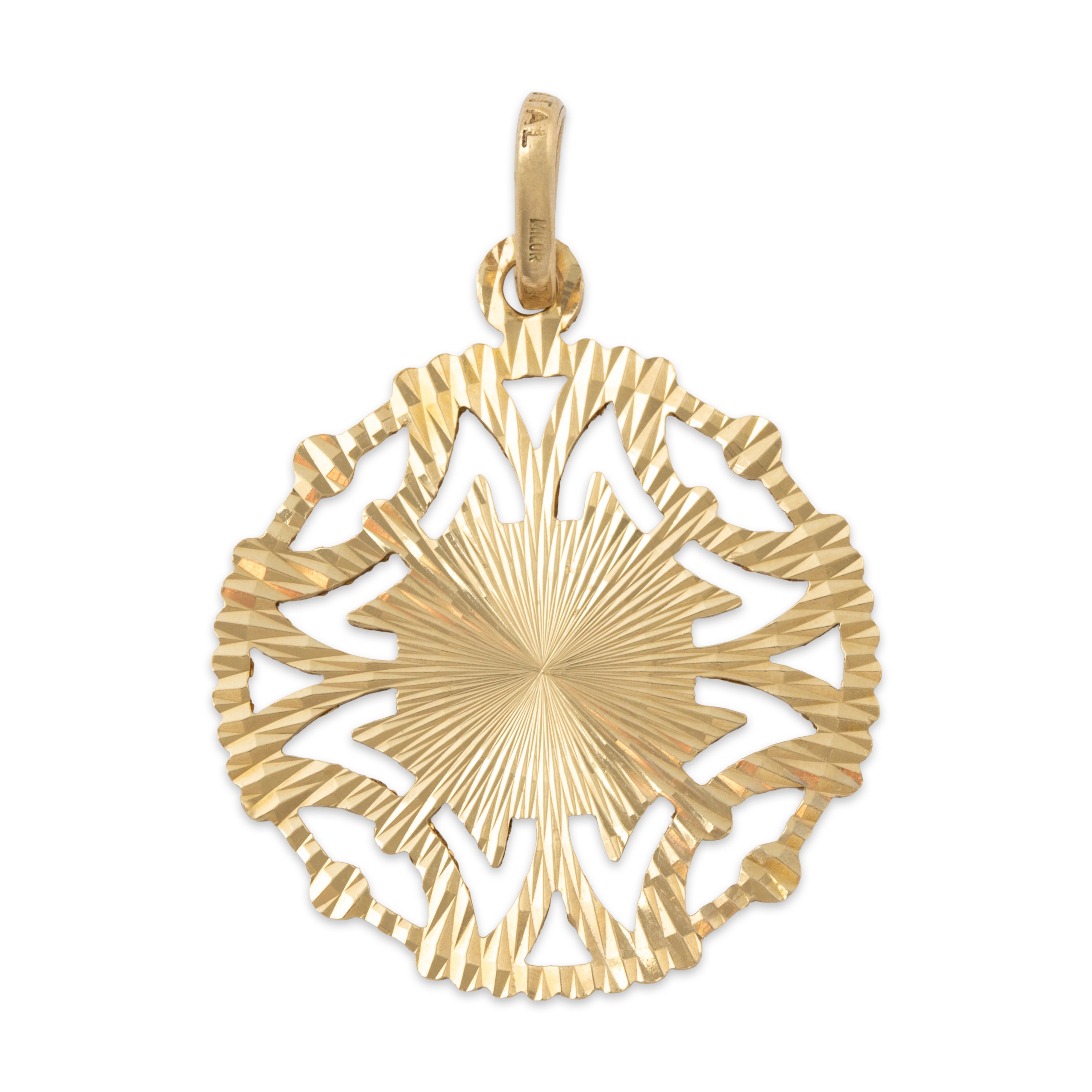 Vintage Lightweight Italian 14k Yellow Gold Ribbed Starburst Pendant、mySite、hinf8tx79