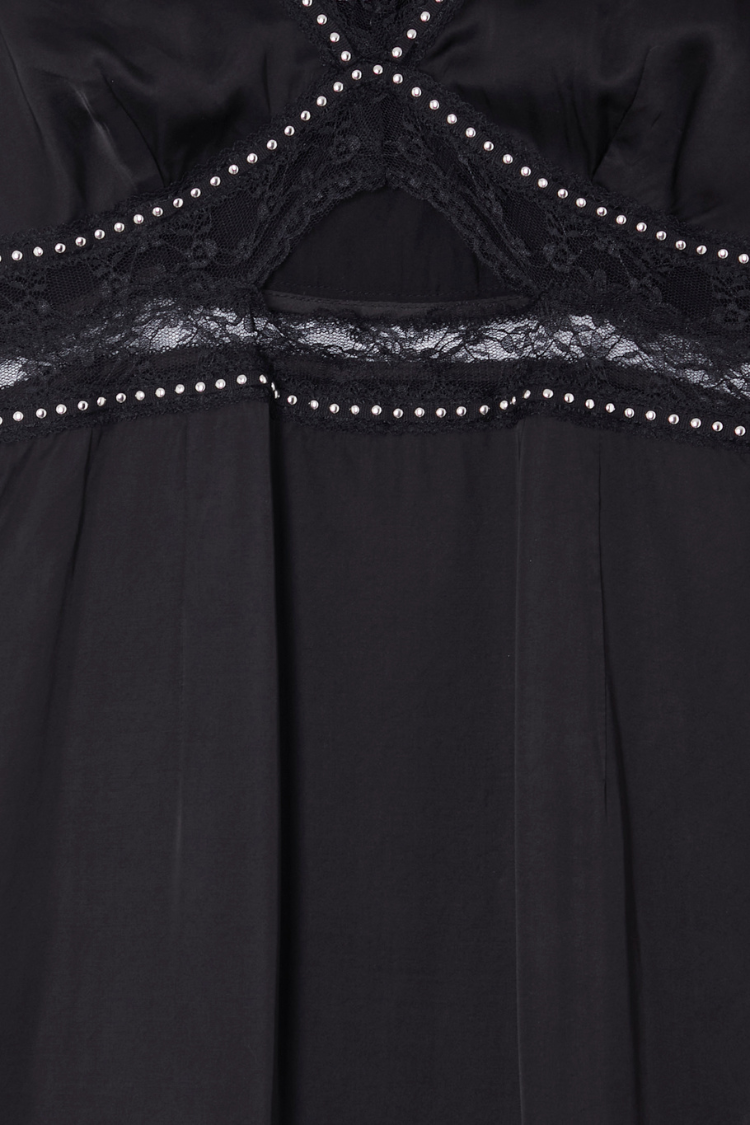 Black Mimi Dress with Stud Trim Petite、mySite、solidvoid