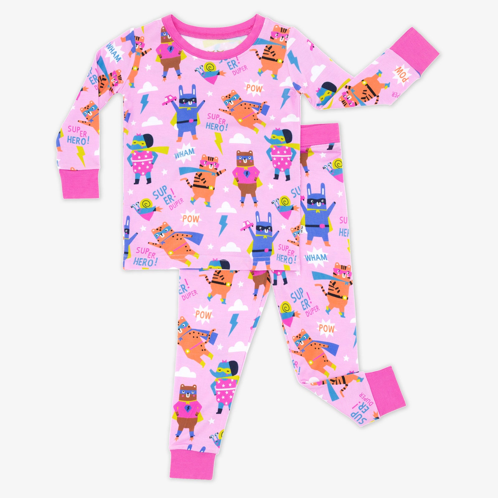  Pink Sleepy Heroes Two-Piece Long Sleeve & Pants Pajama Set、mySite、layawaytickets