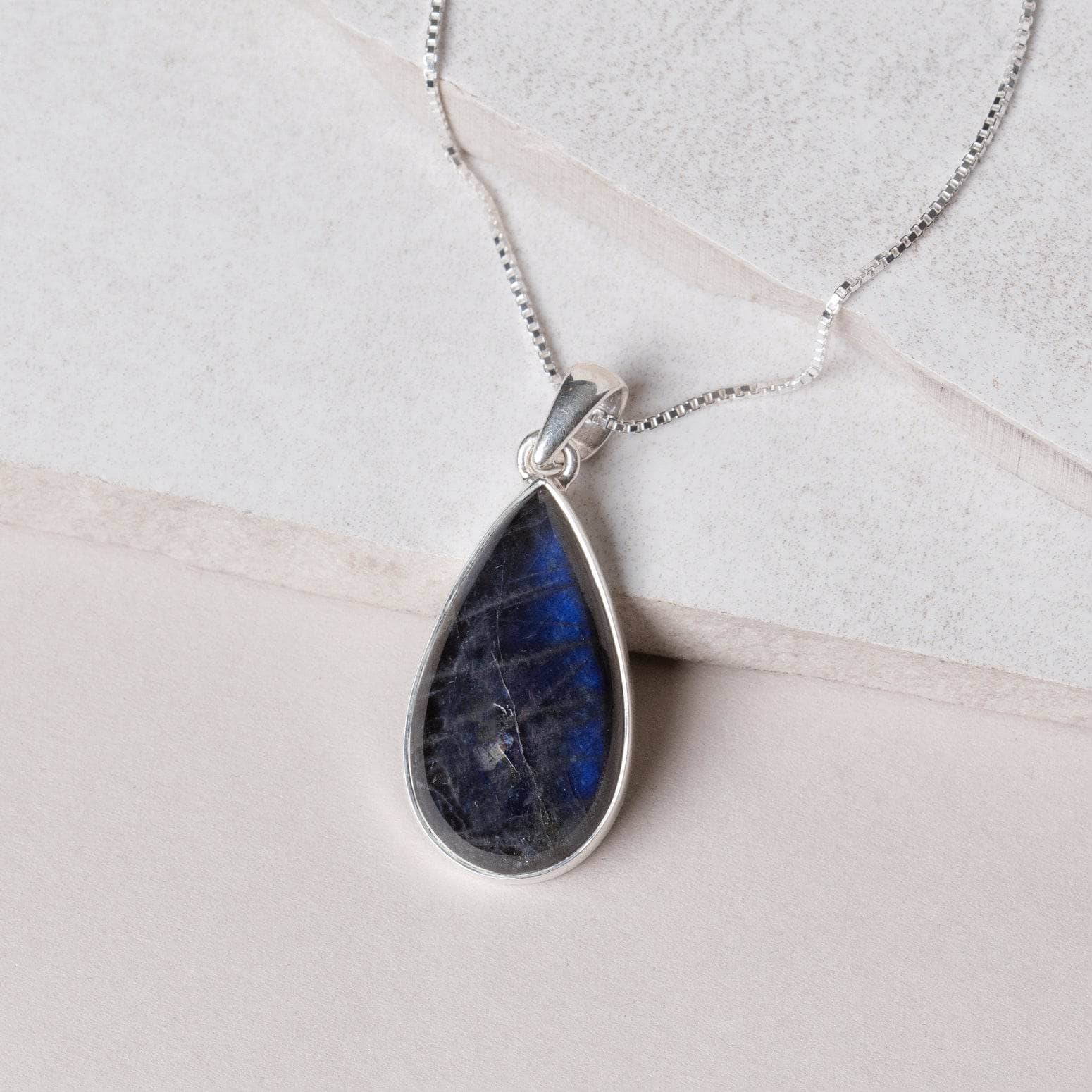 Genuine Labradorite Teardrop Pendant Necklace、mySite、hinf8tx79