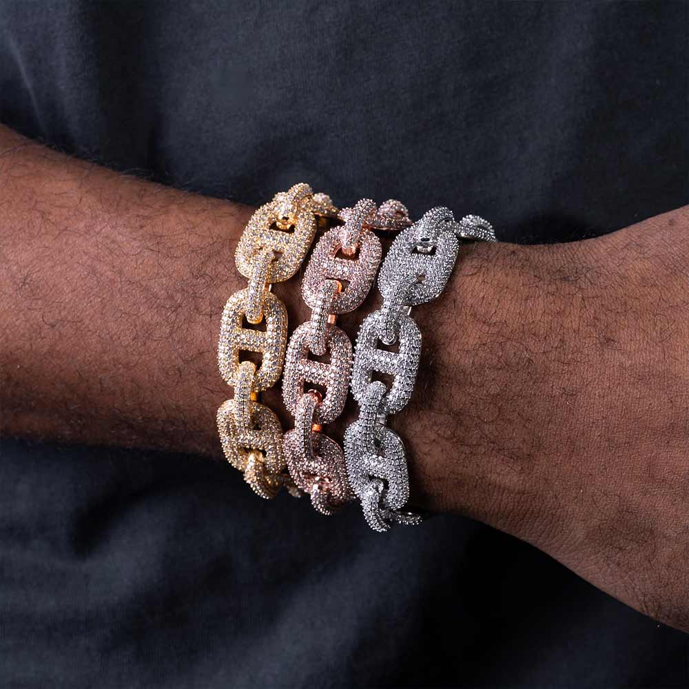 16MM Moissanite Mariner Link Bracelet 14K Gold、mySite、hinf8tx79