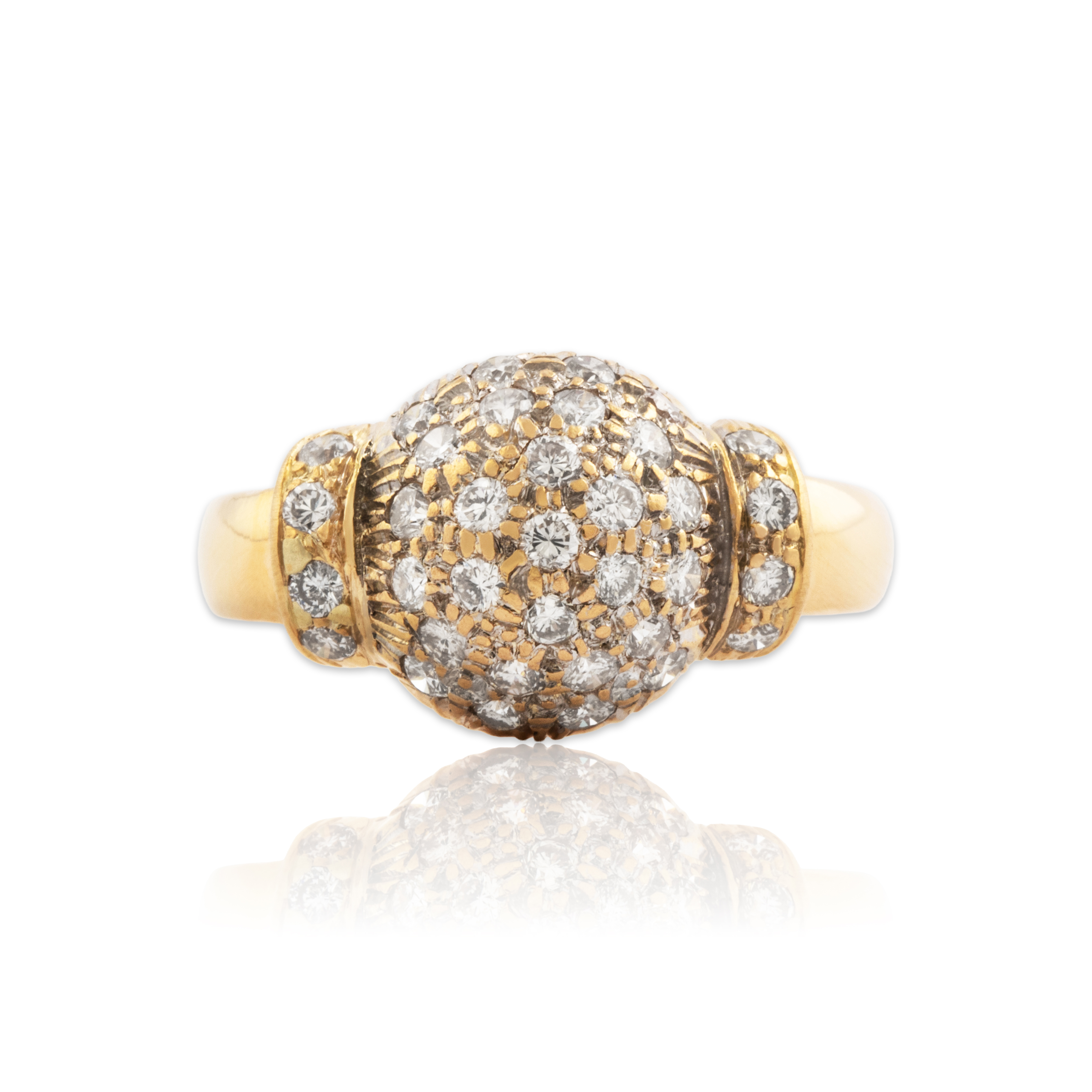 Vintage Heavy 18k Yellow Gold .436cttw Diamond Beautiful Bombe Ring 5.00、mySite、hinf8tx79