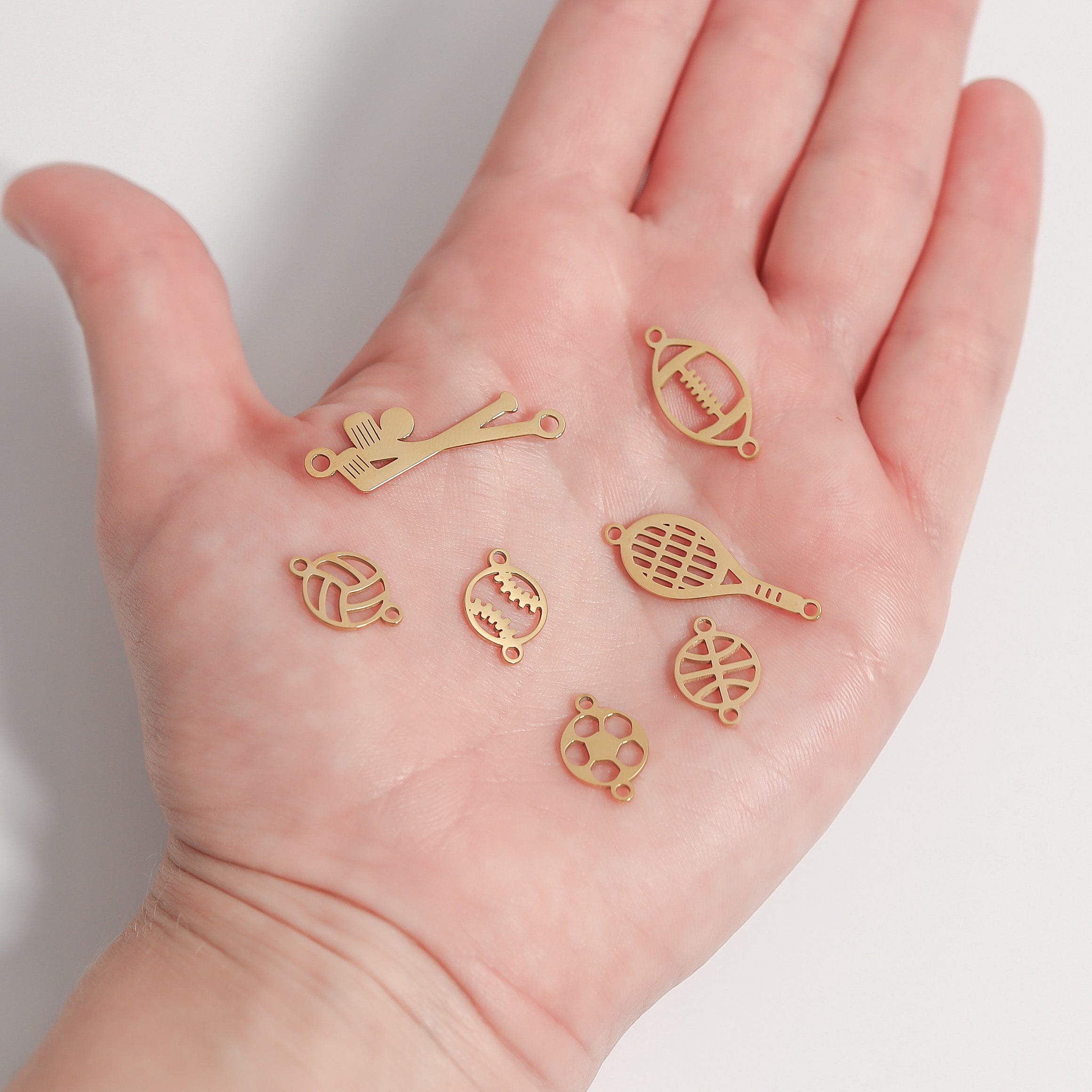 18K Gold PVD Stainless Steel Basketball Connector Charm / PDL0159、mySite、dreamappss