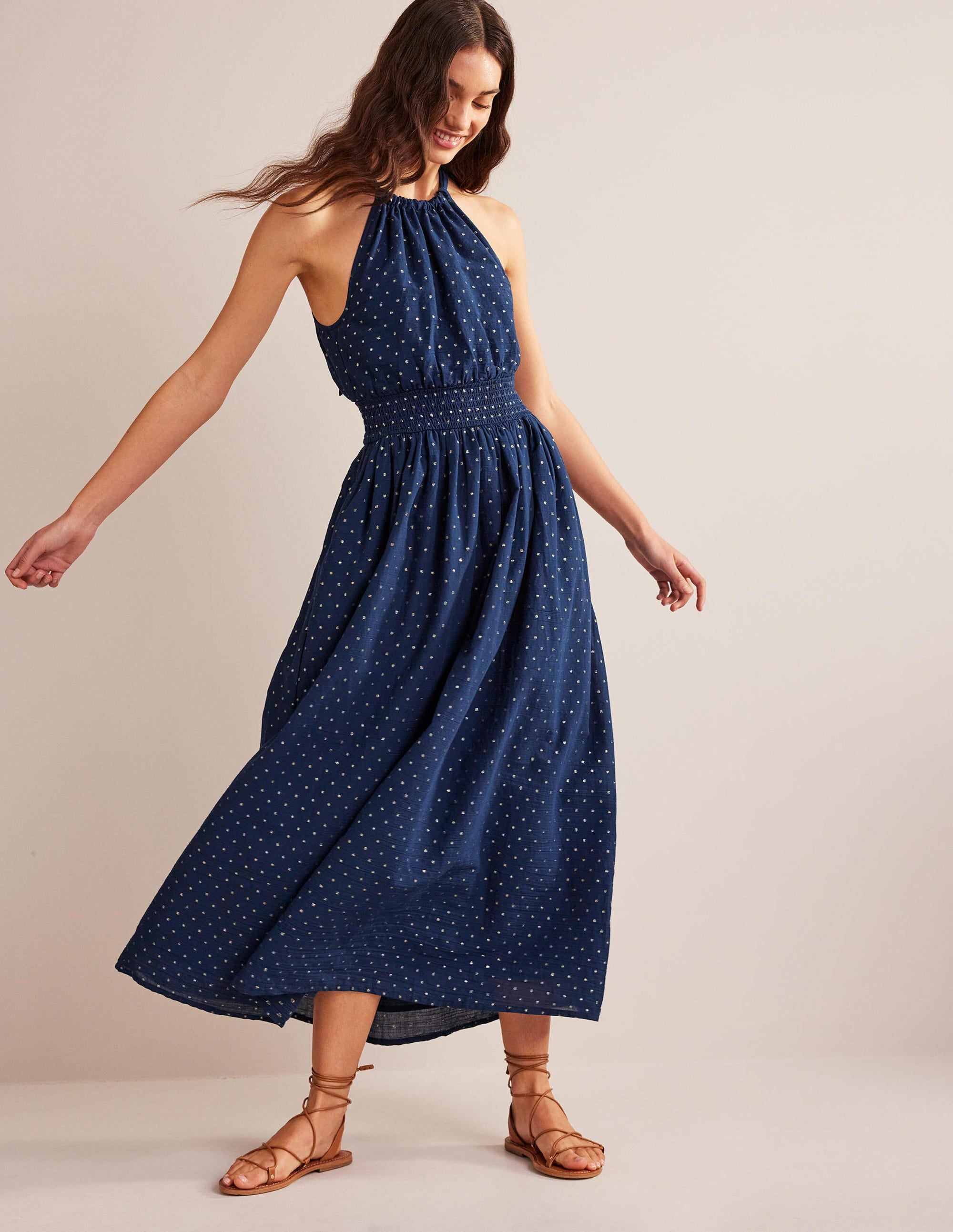  Metallic Detail Maxi Dress-Navy, Gold Clip、mySite、ashleygrahame