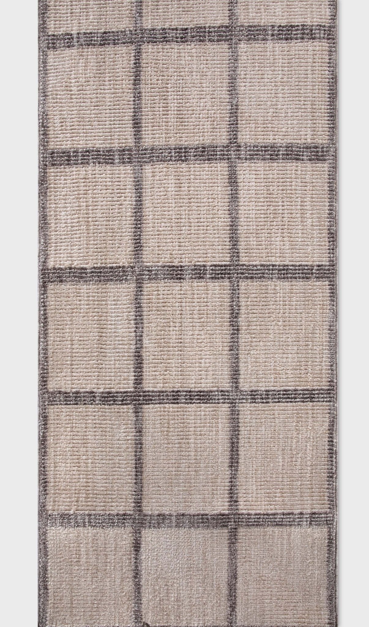 Custom Size Runner Hav Geometric Plaid Ivory Choose Your Width x Choose Your Length - Perfect For Hallway, Stairs & Kitchen、mySite、gigharbornorthrealestate