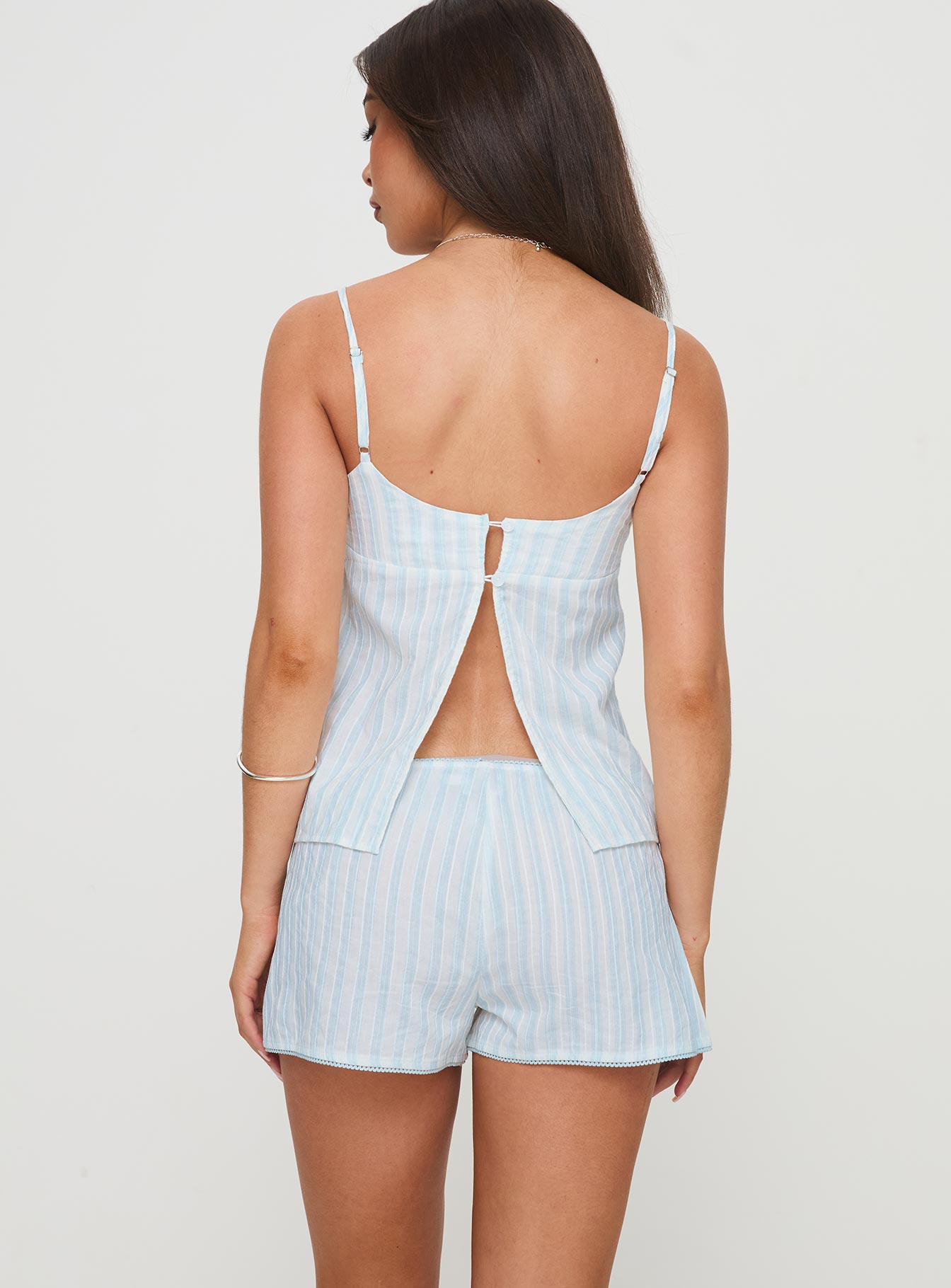 Tenderness Lace Sleep Set Blue / White Stripe、mySite、solidvoid