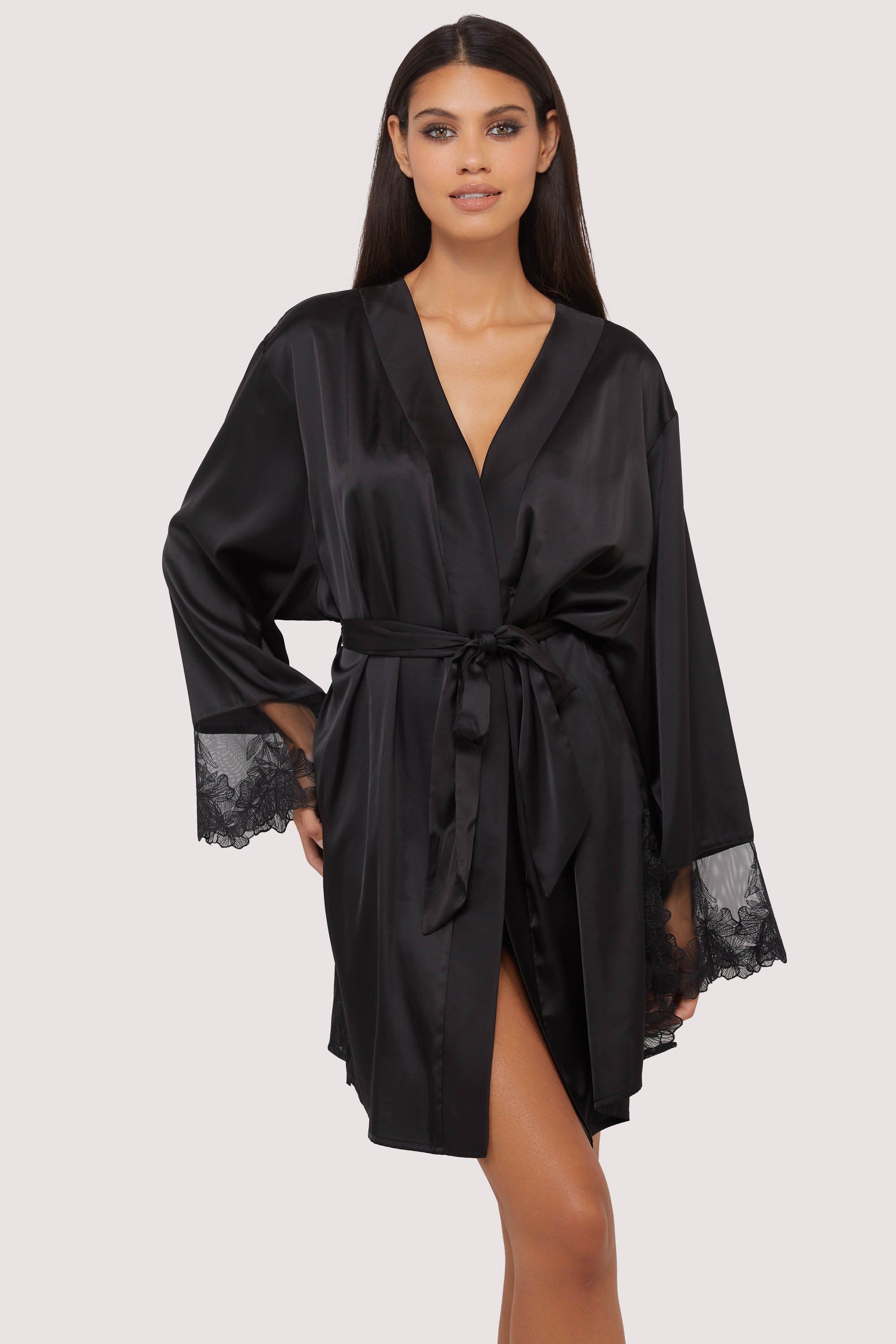 Eleanor Black Satin & Embroidery Robe、mySite、bengalsvssteelers