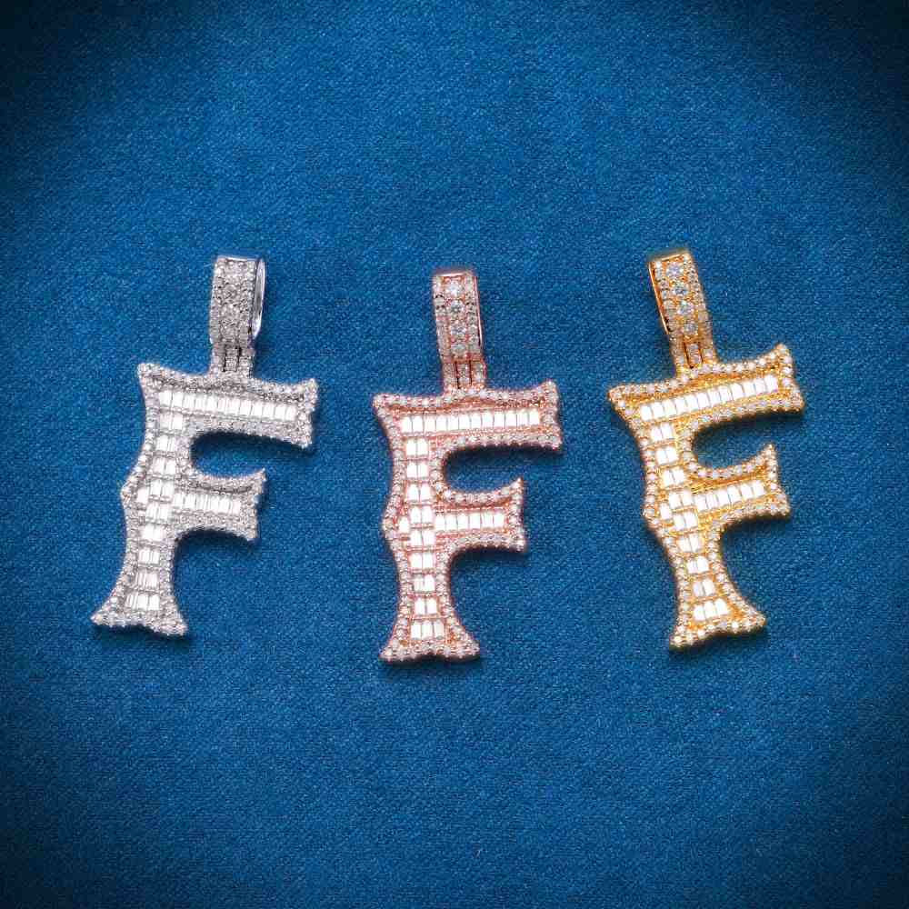 Moissanite Baguette Letter F Pendant、mySite、hinf8tx79