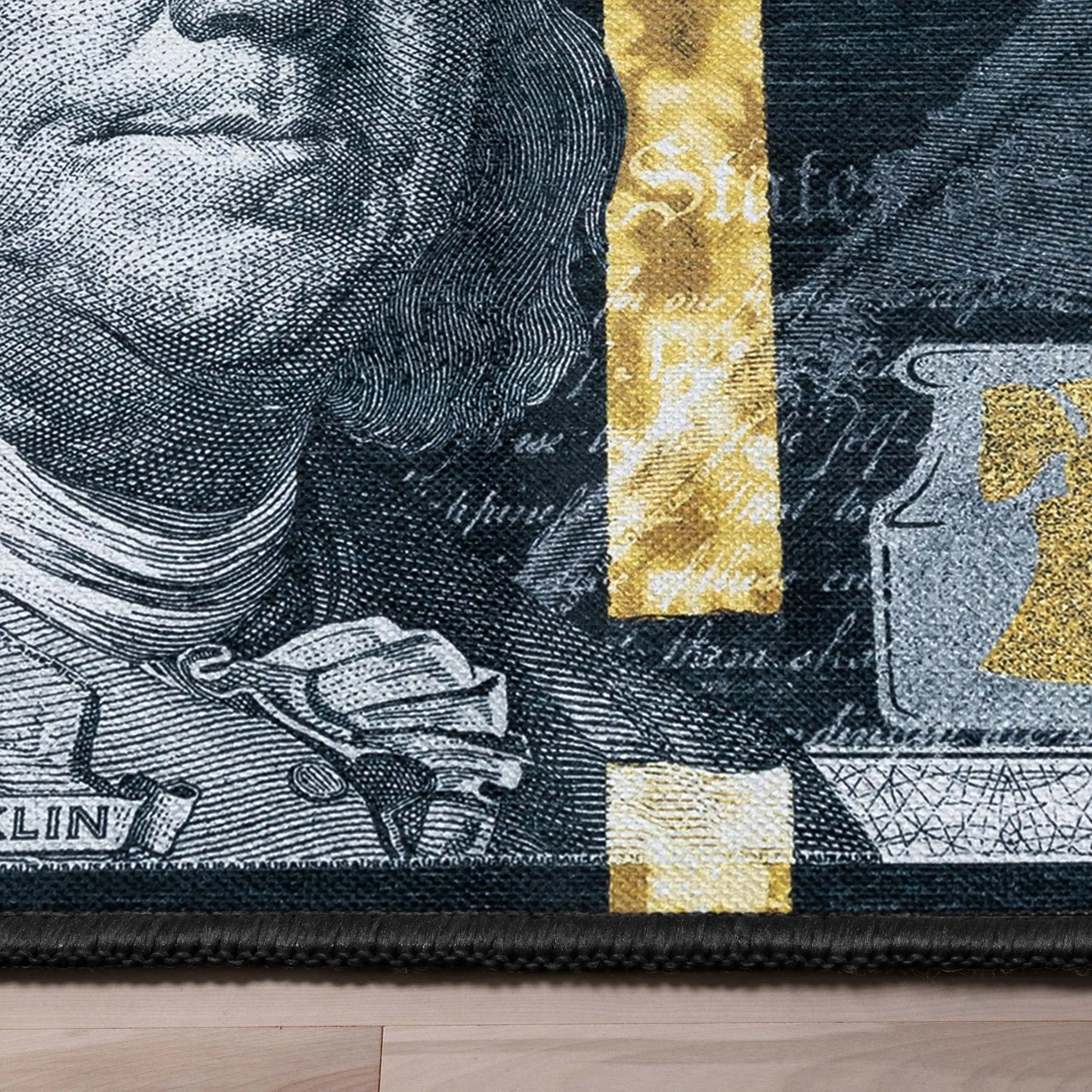 New Hundred Dollar Bill Black Black Novelty Runner Flat-Weave Rug、mySite、gigharbornorthrealestate