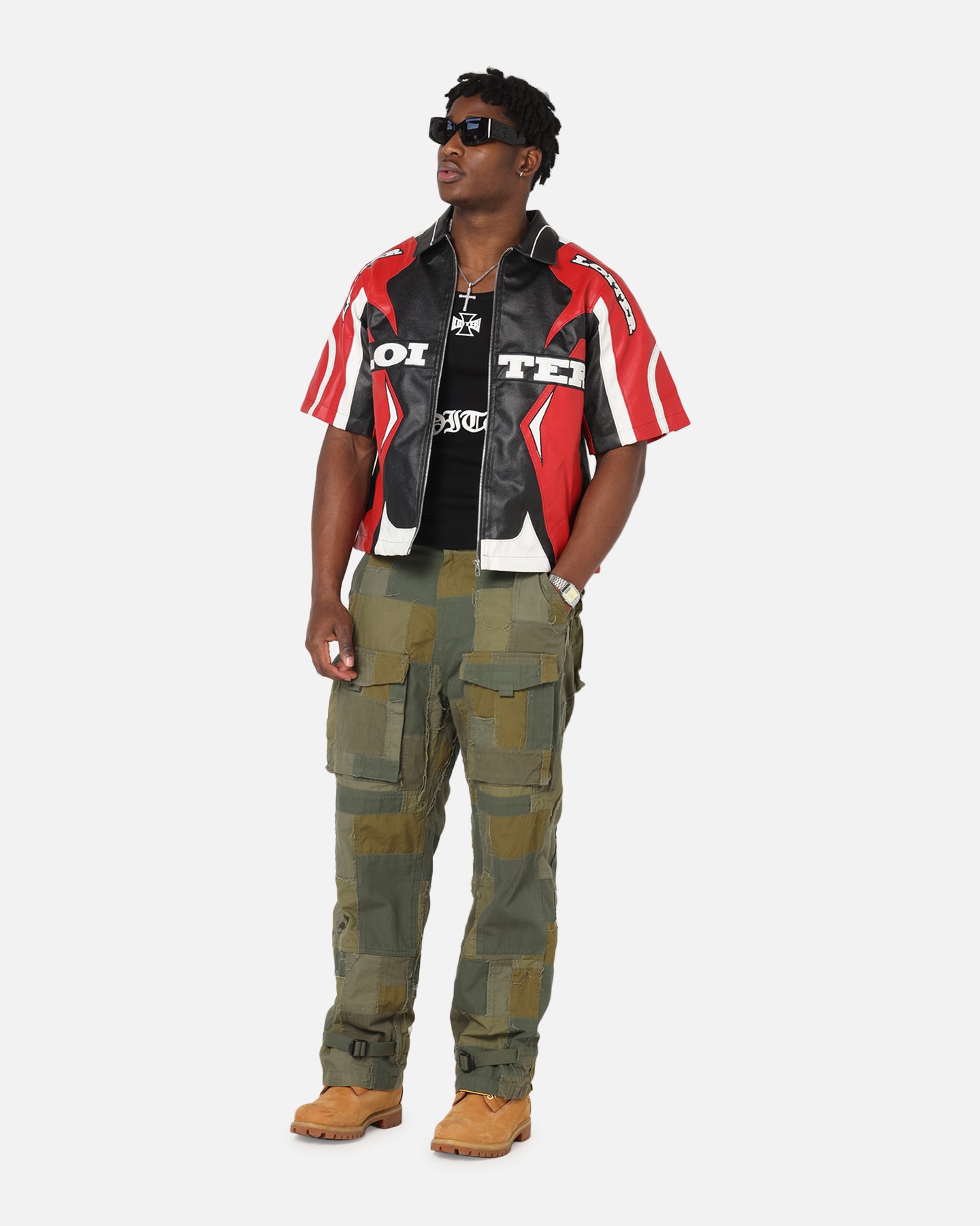 Loiter Racer Vegan Leather Shirt Red/Black、mySite、zt4zffjzw