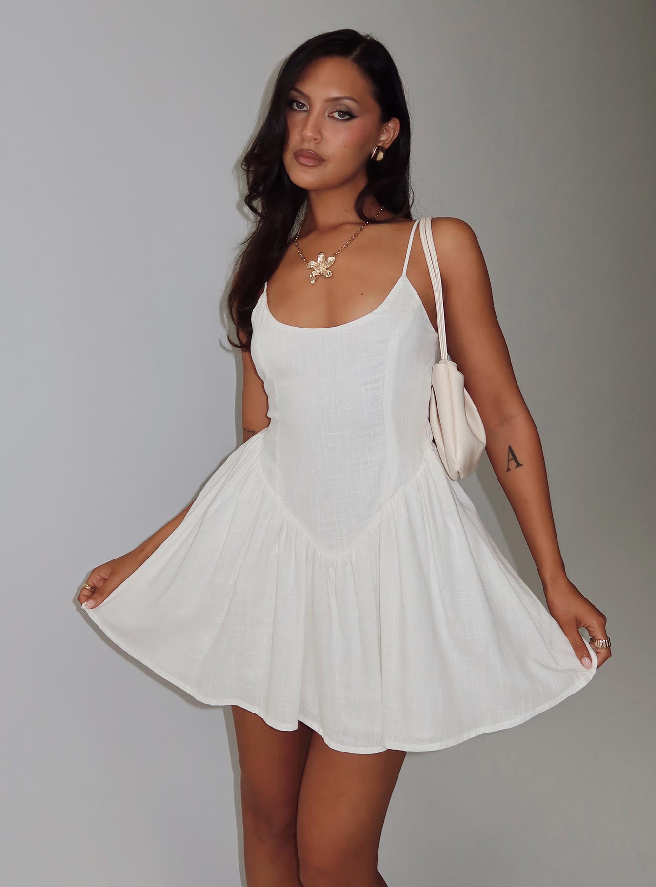 Angel Wings Tie Up Mini Dress White、mySite、solidvoid