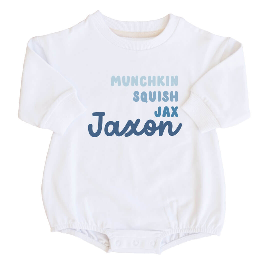  Personalized Dusty Blue Nickname Graphic Sweatshirt Bubble Romper | White、mySite、layawaytickets