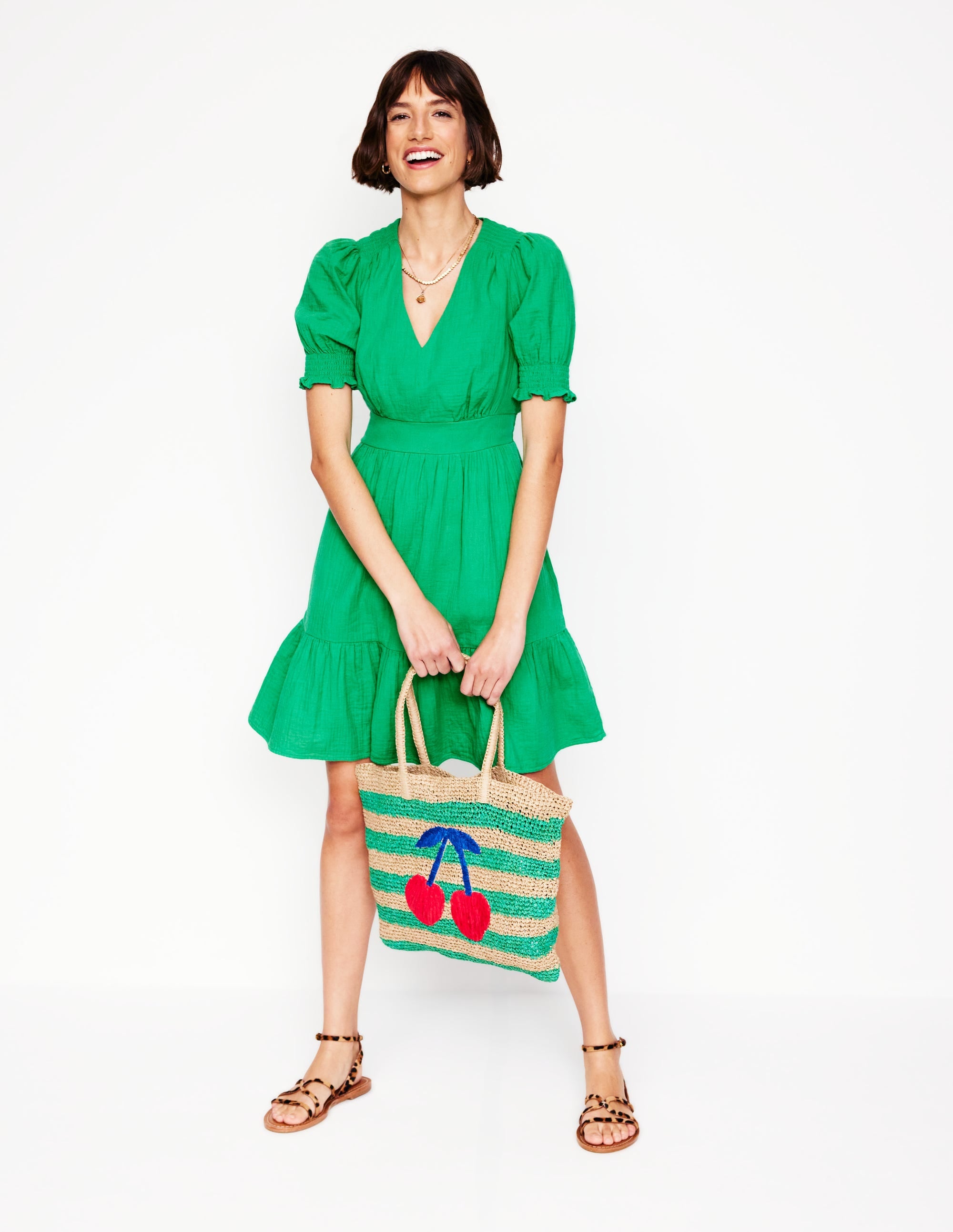  Anna Double Cloth Short Dress-Bright Green、mySite、ashleygrahame