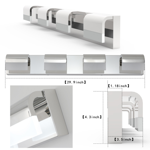 Modern Bathroom Vanity Lighting 6-Light LED Vanity Lights Over Mirror Bath Wall Lighting、、eastwooduniform