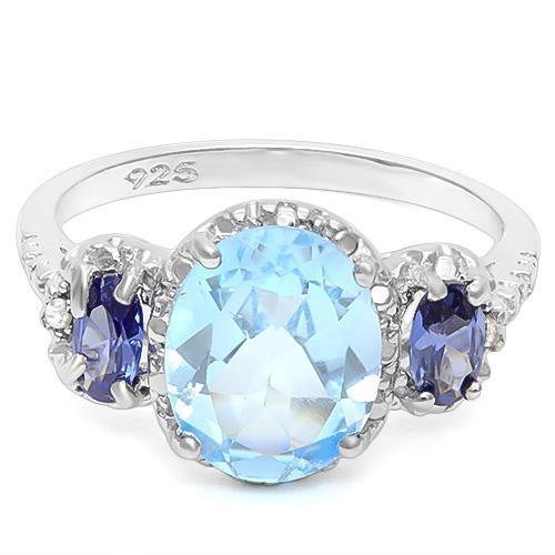 Stunning Swiss Blue Topaz, Lab Created Tanzanite and REAL Diamond Ring、mySite、g9winljtr
