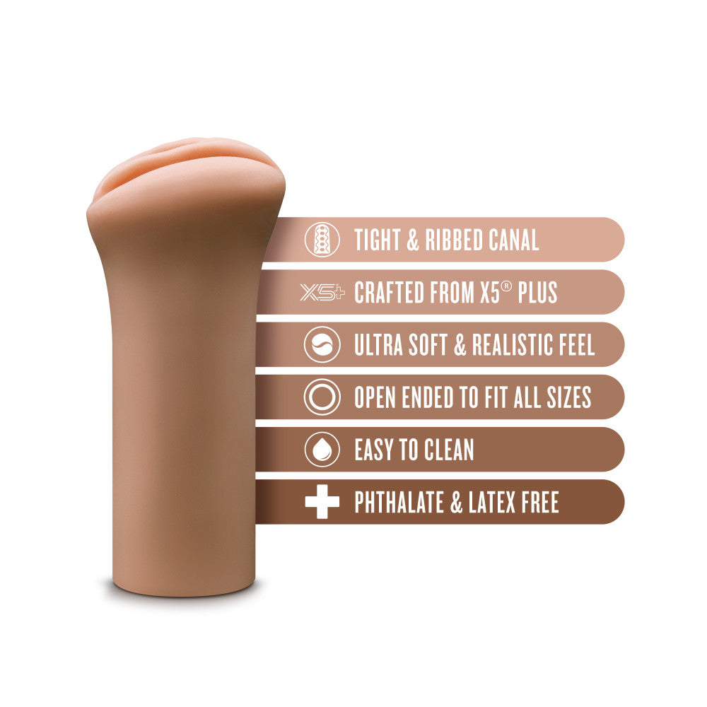 Enlust By Blush® | Molly AI Male Masturbator Tight & Ribbed Canal - Made With X5® Plus Ultra Soft, Realistic Vaginal Feel Open Ended To Fit All Sizes - Tan、mySite、bottomscart