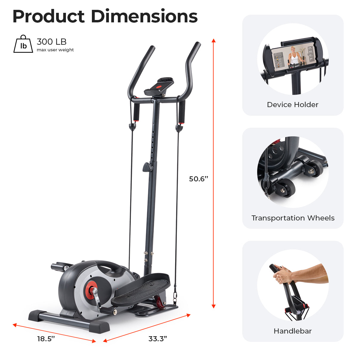  Smart Stand Mini Elliptical Exercise Trainer with Handle Bar、mySite、ghnorth