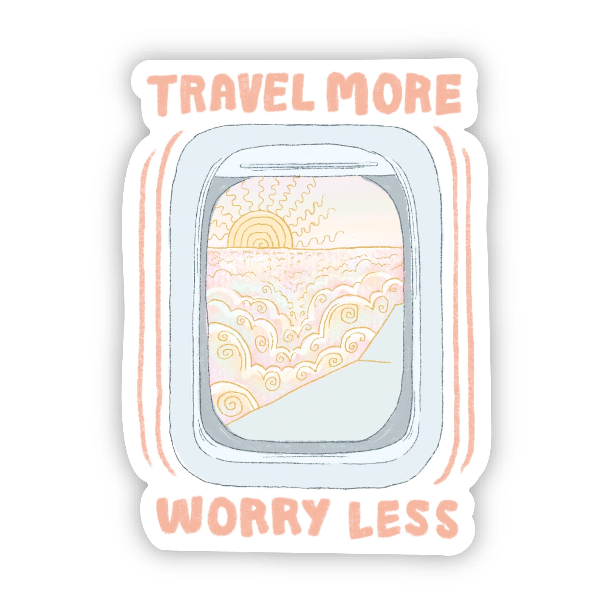  Travel more worry less Plane View Adventure Sticker、mySite、elrpsem3k