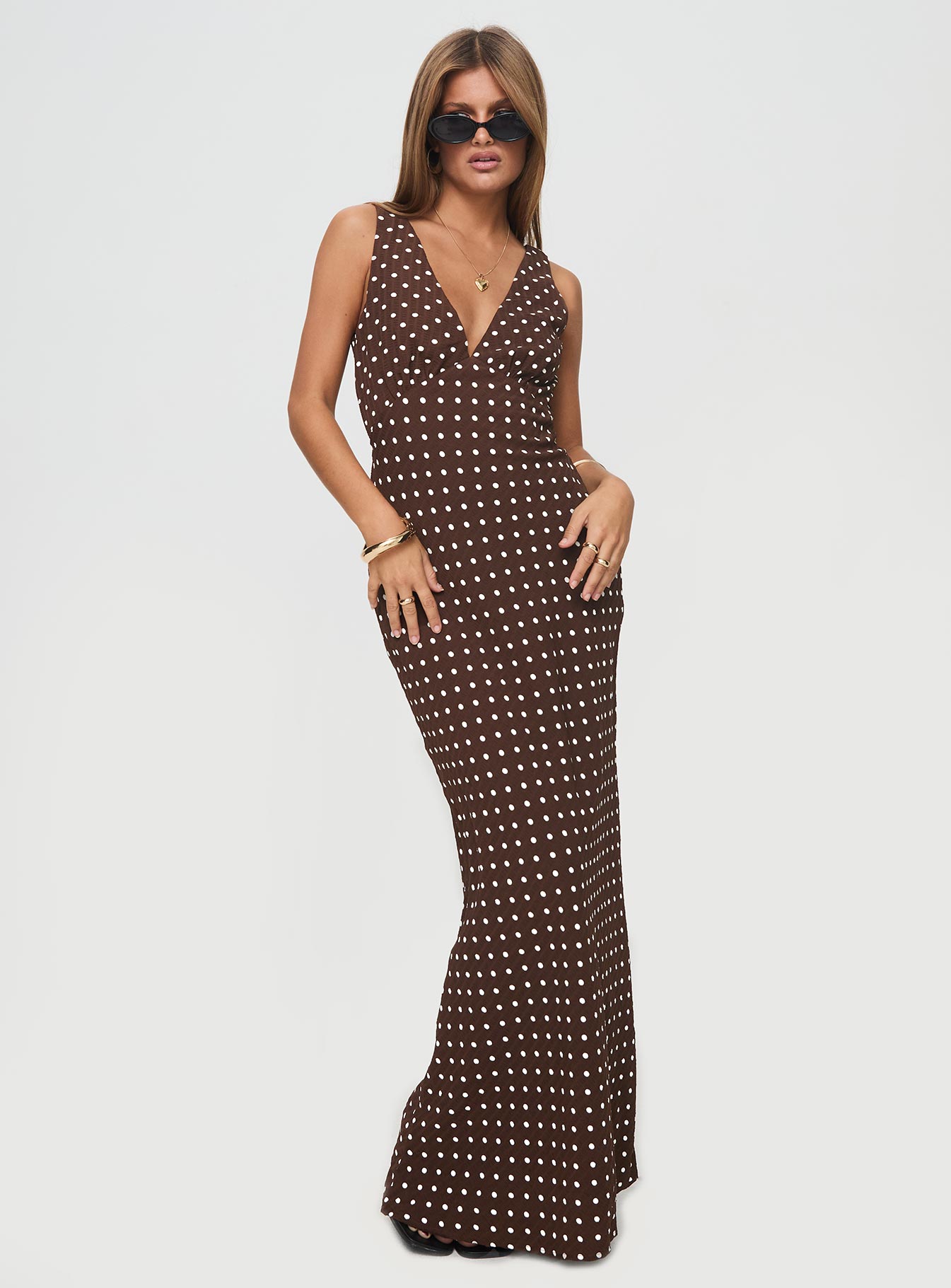 Nellie Maxi Dress Brown Polka Dot、mySite、solidvoid