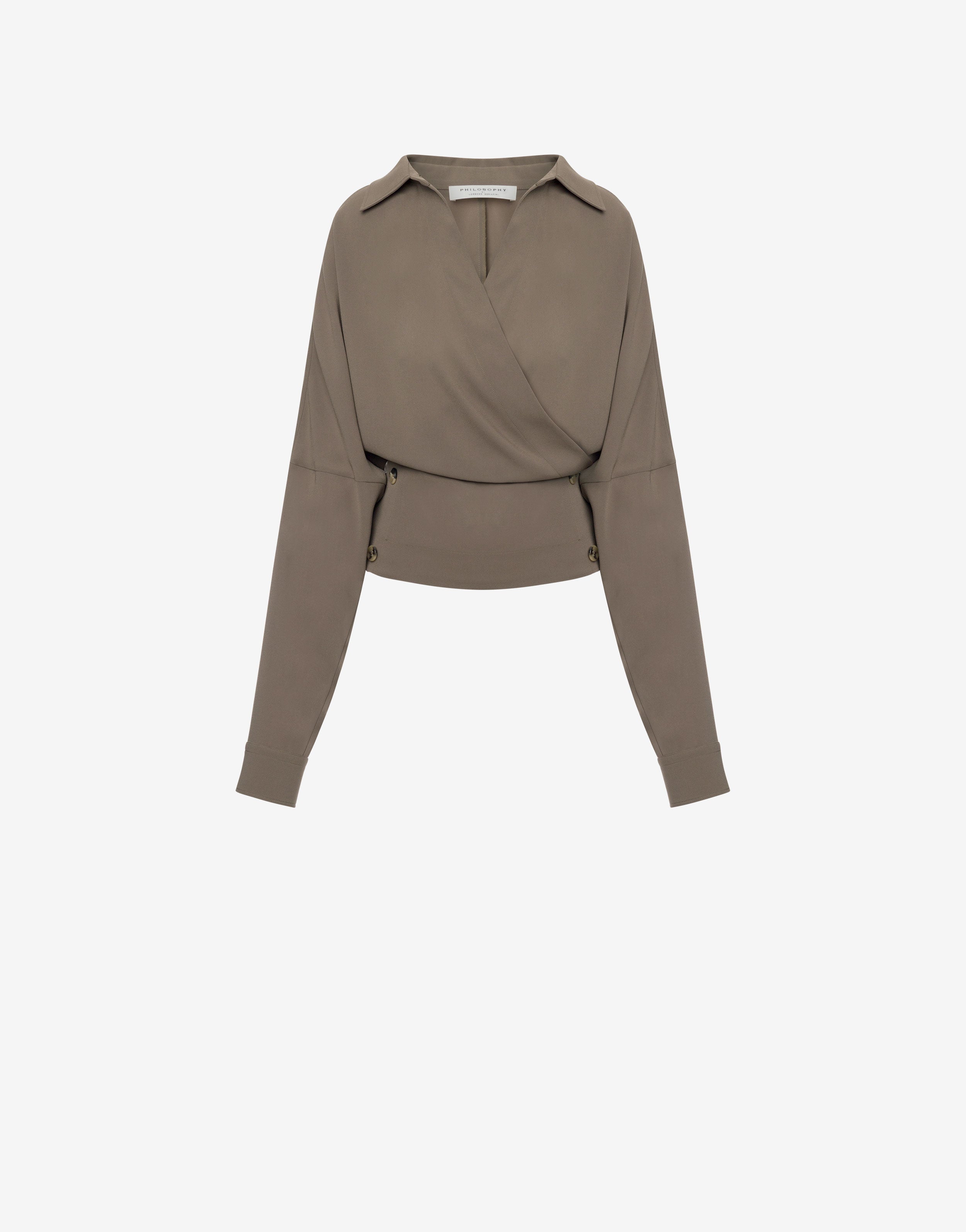 Camicia incrociata in crepe leggera、mySite、aoinhome