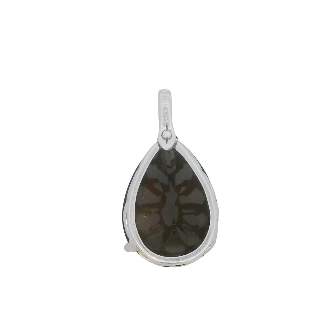 Estate Sterling Silver 21.10ctw Pear Shaped Smoky Quartz Pendant、mySite、botmansion