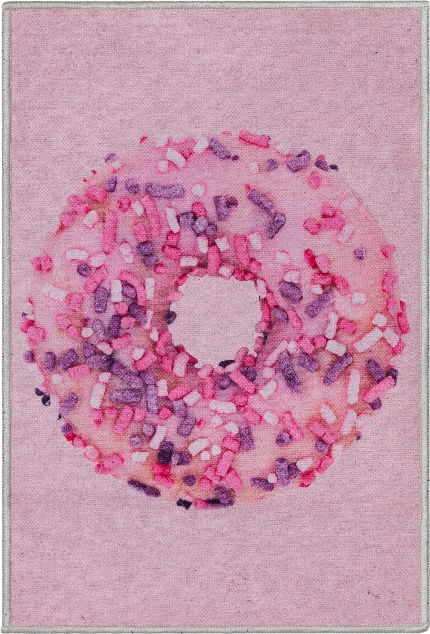 Pink Sprinkles Donut Novelty Pink Flat-Weave Rug、mySite、gigharbornorthrealestate