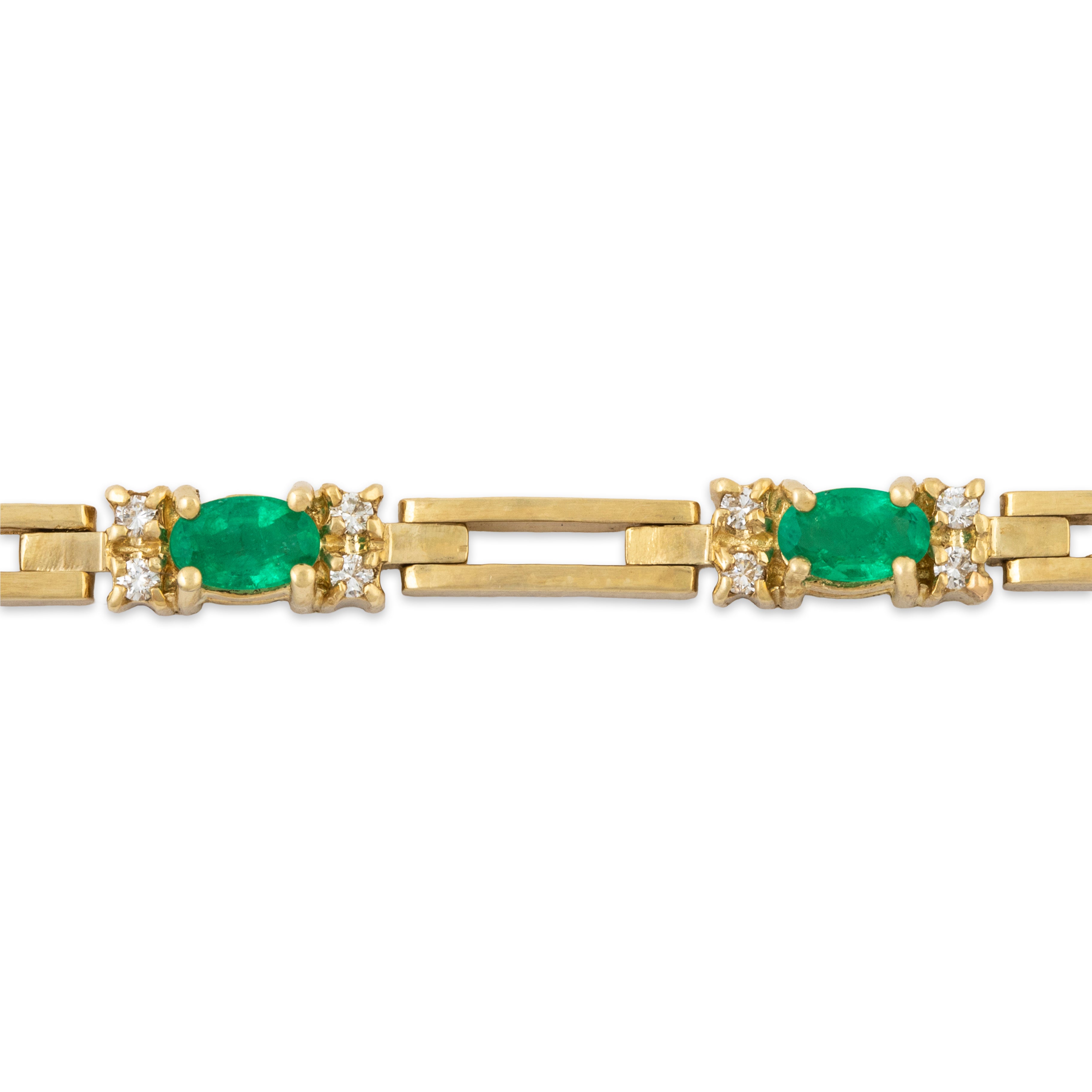 Vintage Heavy 14k Yellow Gold 1.6cttw Emerald .45cttw Diamond Bracelet 6.5、mySite、hinf8tx79