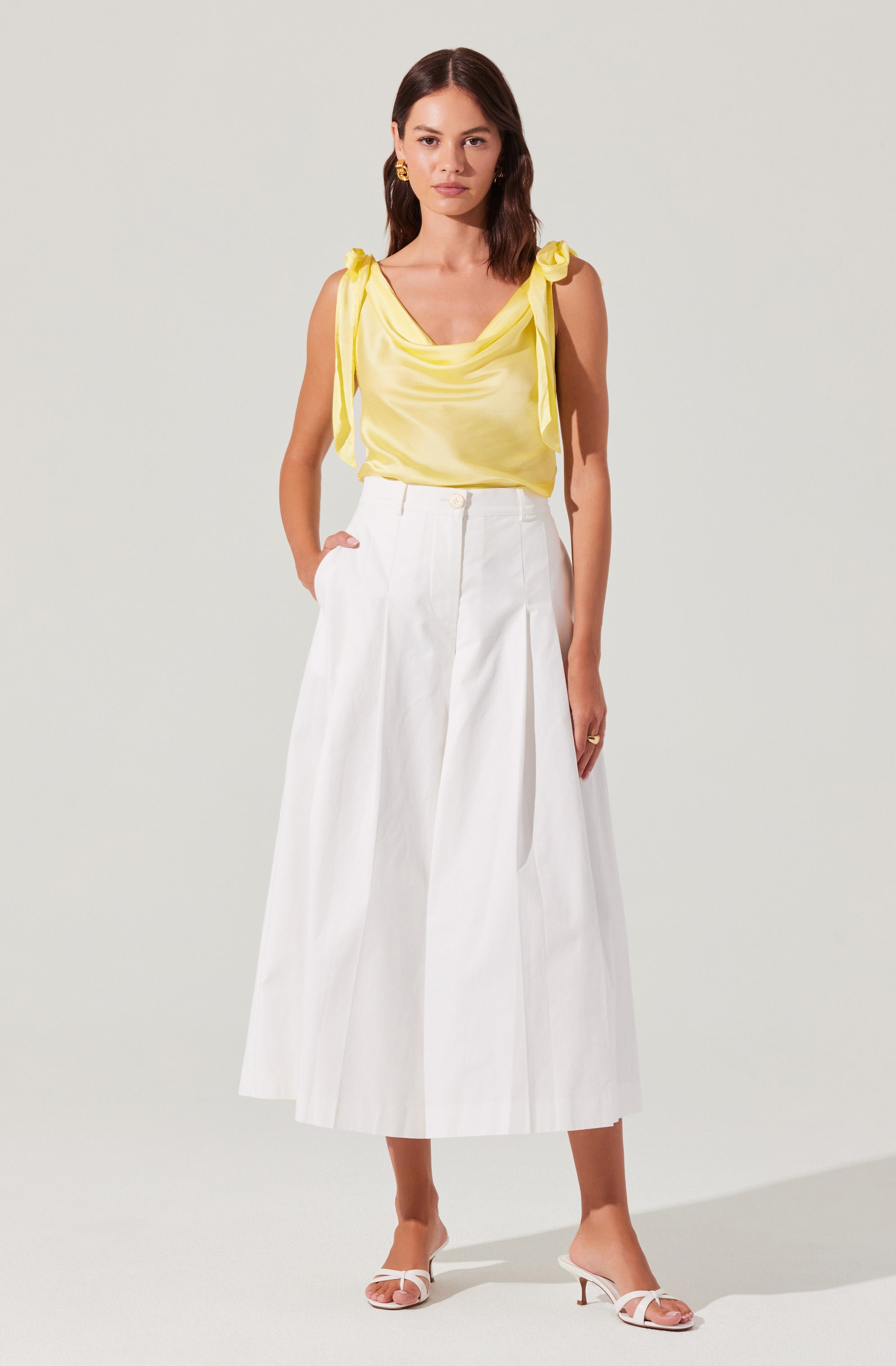 Allexina Satin Cowl Neck Top、mySite、solidvoid