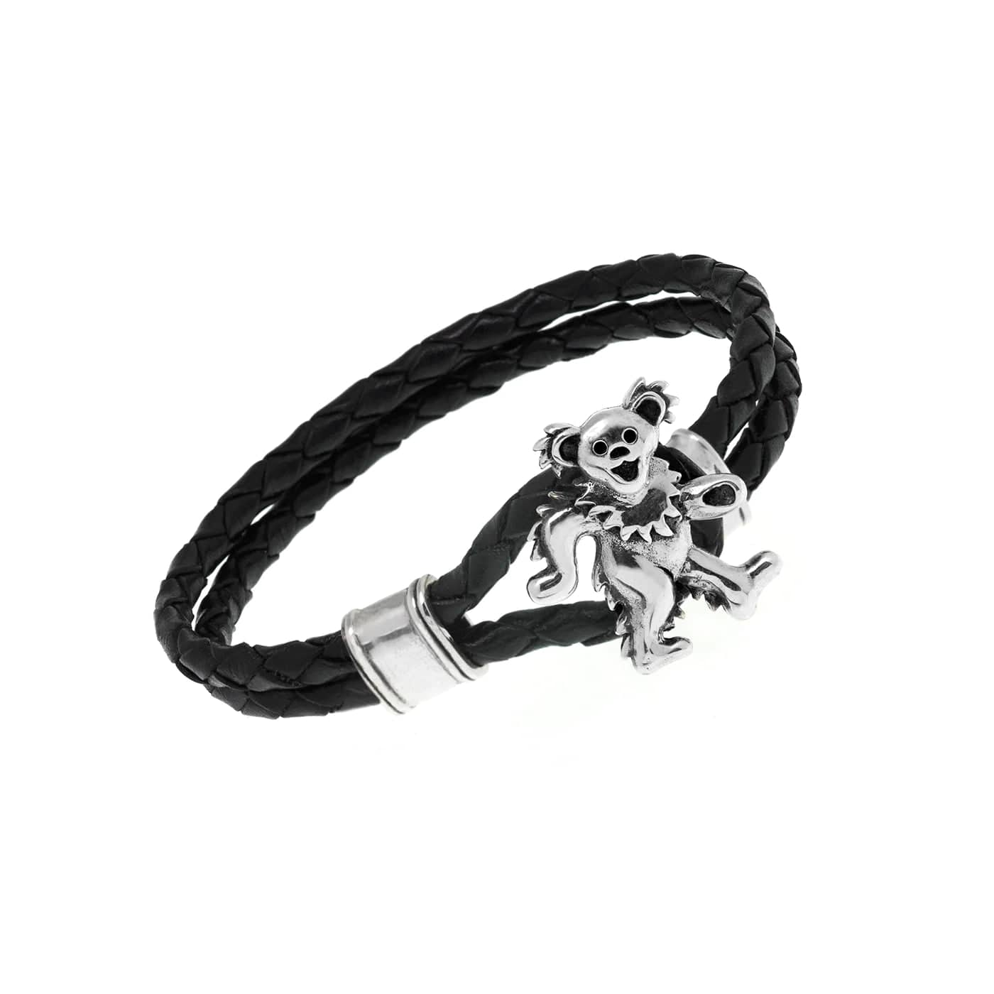 Grateful Dead Dancing Bear Bracelet on Black Leather、mySite、topwebapps