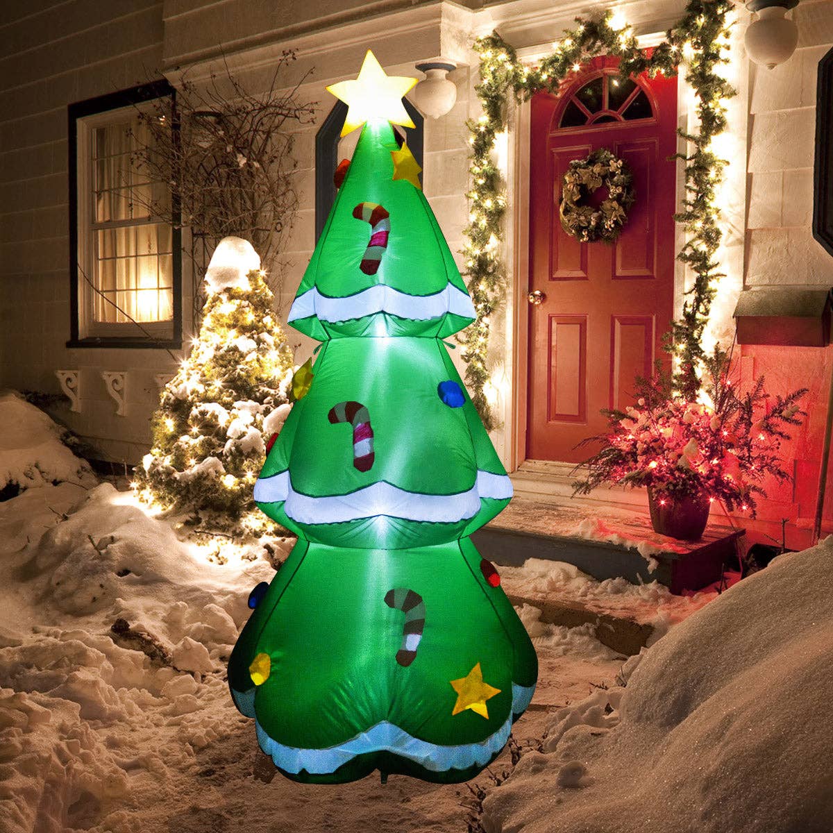 5 ft Christmas Indoor & Outdoor Inflatable Tree Decorations、mySite、g9winljtr