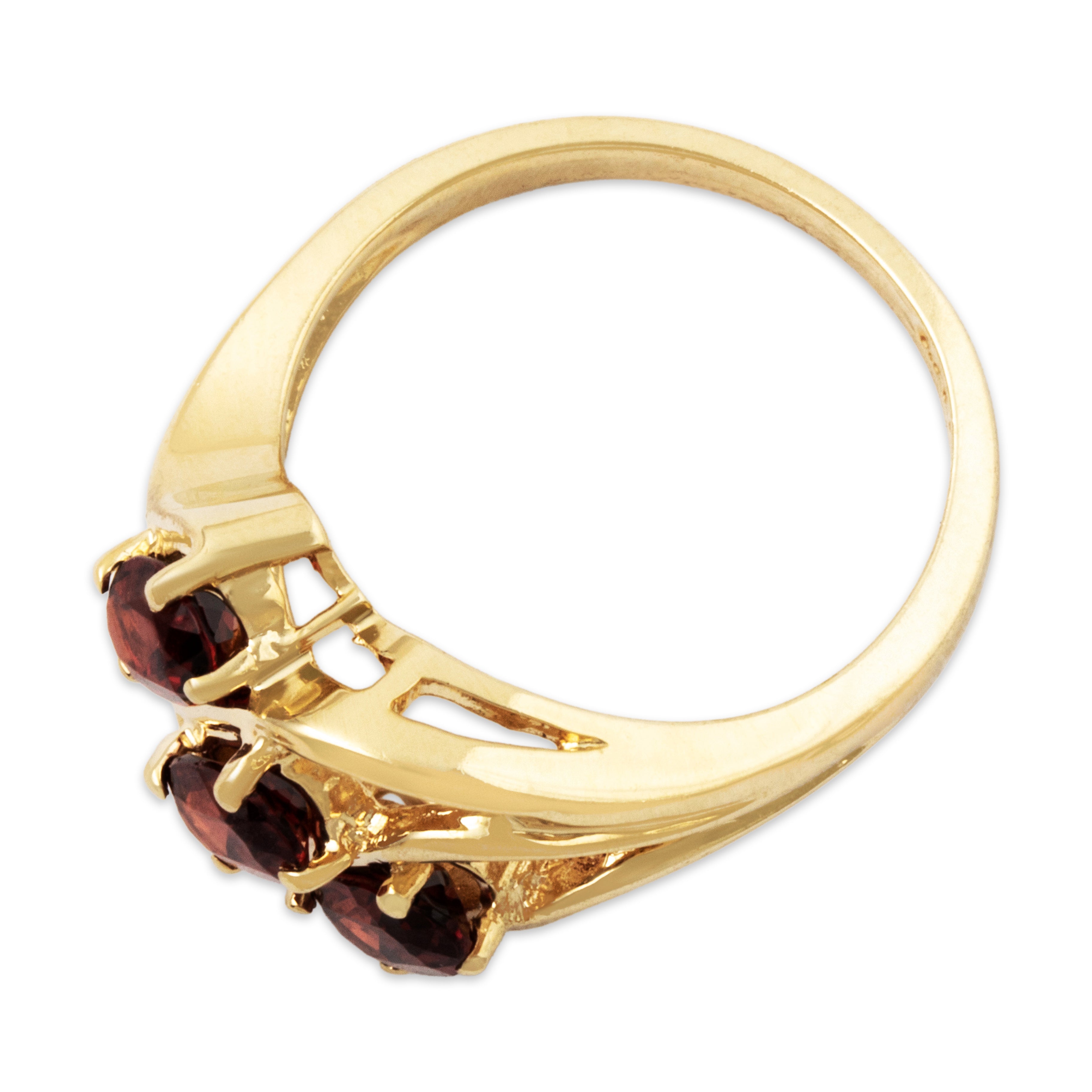 Vintage 10k Yellow Gold 1.2cttw Garnet Flourishing Trio Ring 7.00、mySite、hinf8tx79