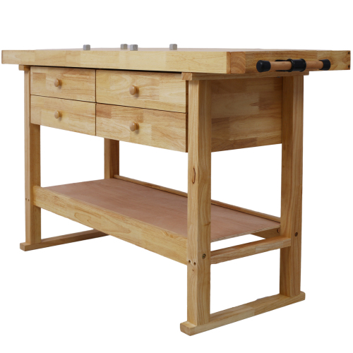 55-Inch Wood Workbench - Wooden Workbench for Garage Workshop and Home、、eastwooduniform