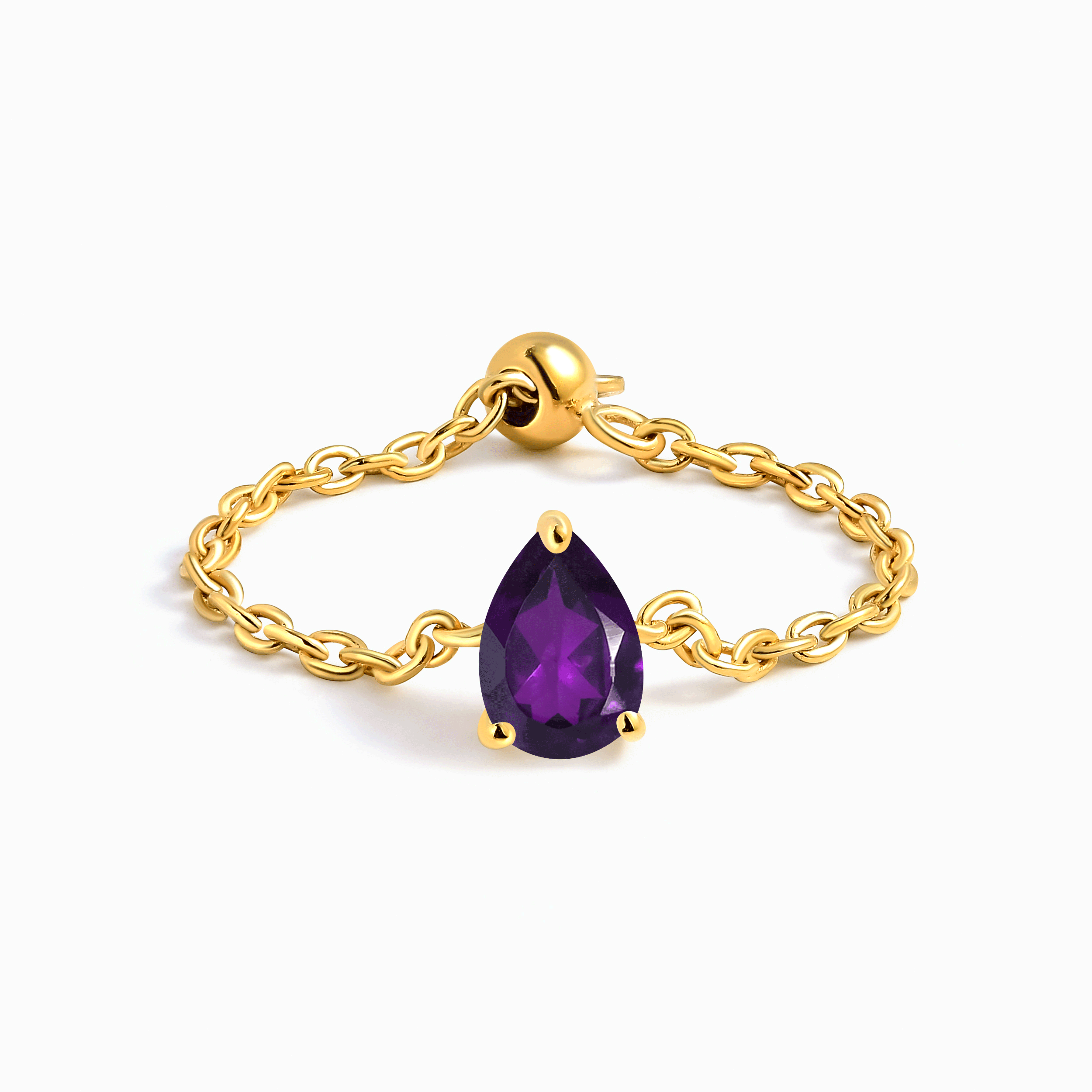 Amethyst Dainty Chain Ring - Dew Drop、mySite、hinf8tx79