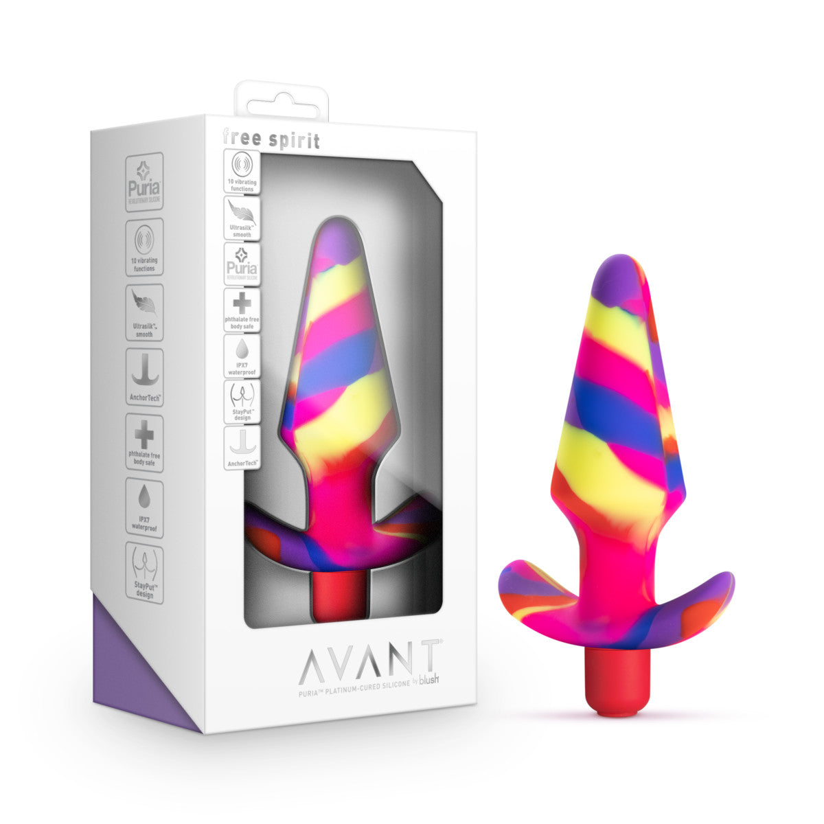 Avant By Blush® | Free Spirit Scarlet: Artisan 5 Inch Vibrating Stayput™ Butt Plug - Elegantly Made with Smooth Ultrasilk® Purio™ Silicone、mySite、bottomscart