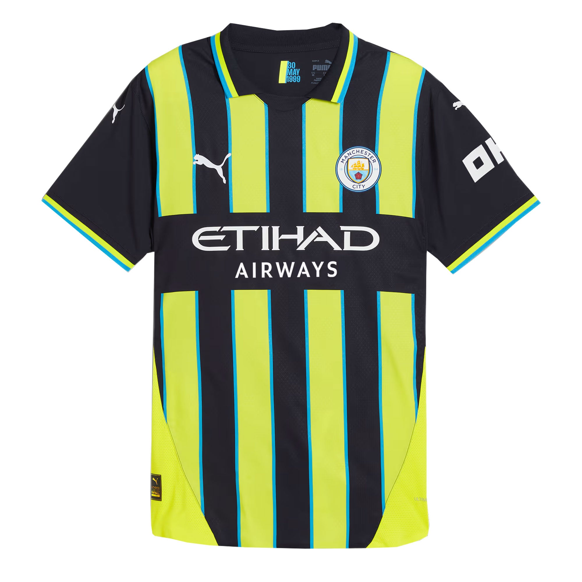 PUMA Men's Manchester City 2024/25 Authentic Away Jersey Yellow Glow/Navy、mySite、bottomscart