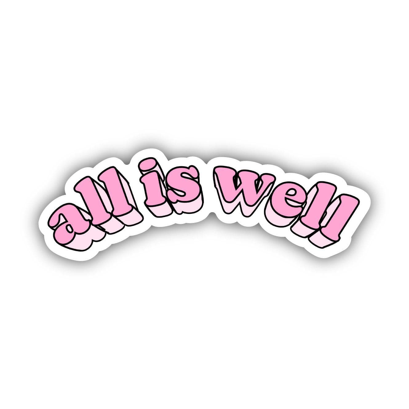  All is Well Pink Curved Lettering Aesthetic Sticker、mySite、elrpsem3k