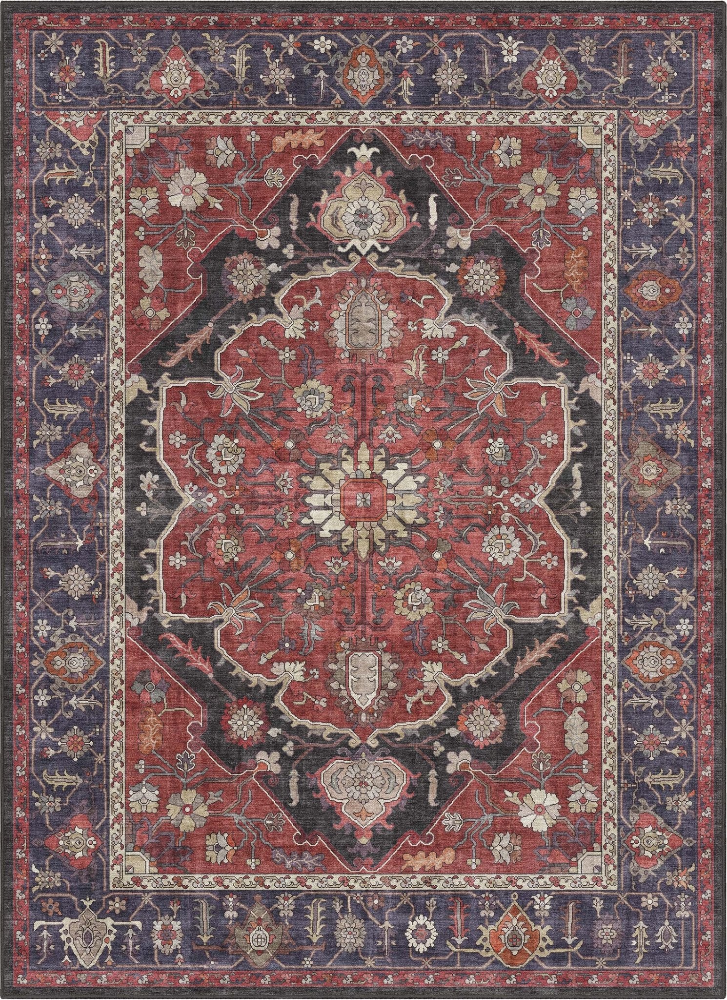 Jaipur Vintage Medallion Botanical Red Rug – Easy Clean, Stylish Elegant Design、mySite、gigharbornorthrealestate
