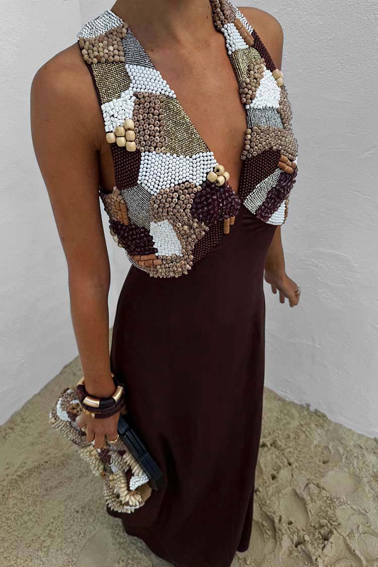 Chocolate Beaded Allegra Dress、mySite、solidvoid