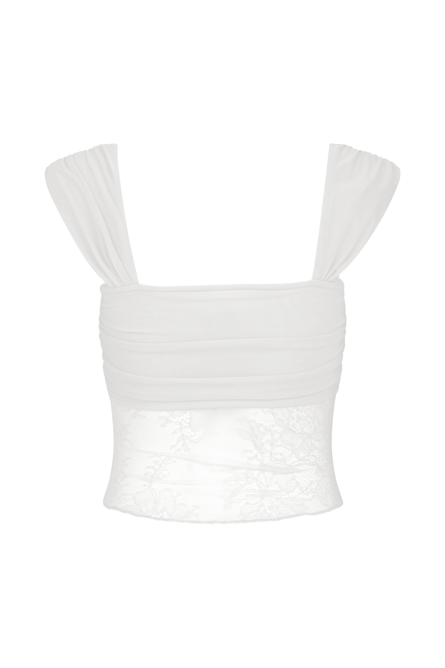 Guinevere Lace And Mesh Top - Ivory、mySite、solidvoid