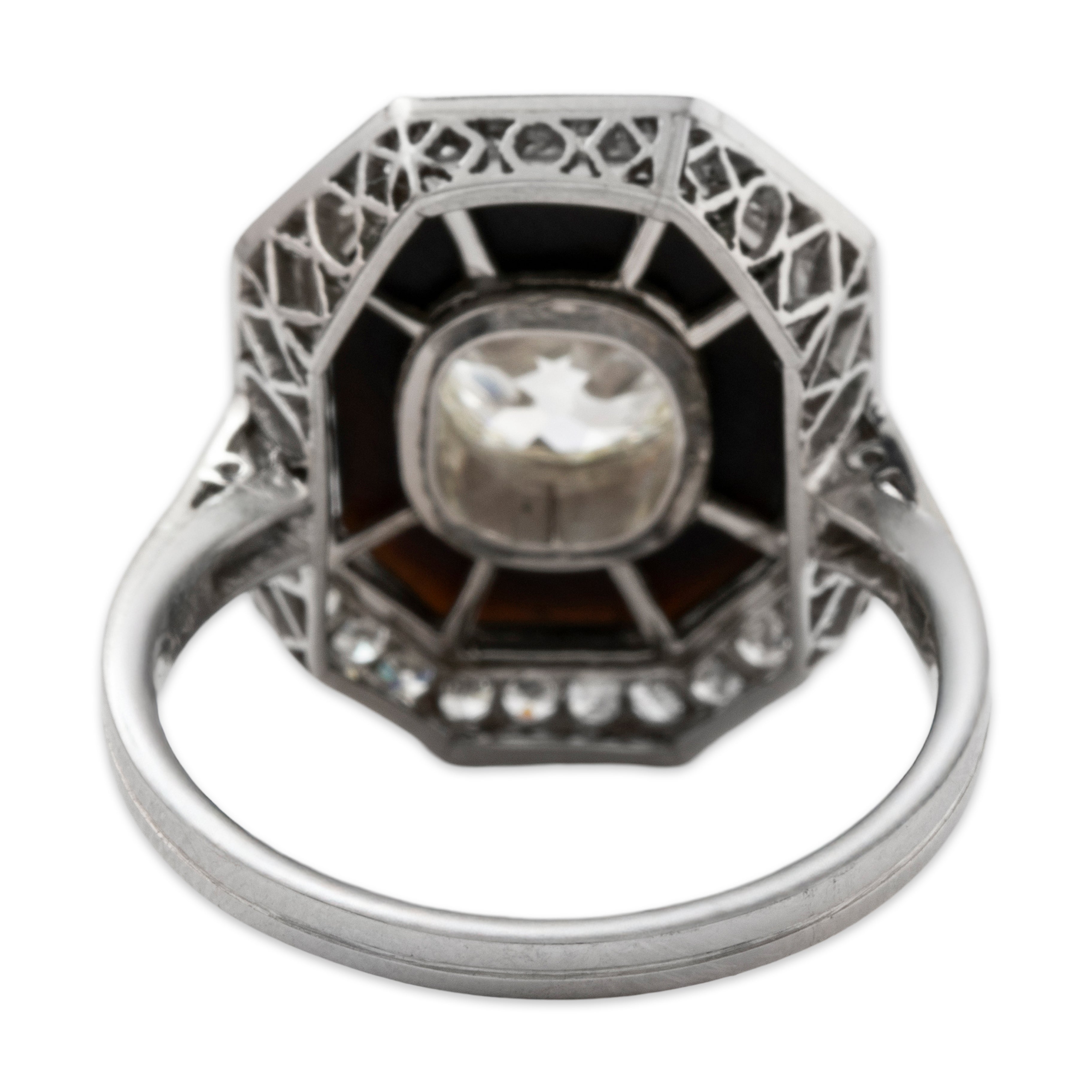 Chic Antique Art Deco Platinum 2.04cttw VS1-VS2 Old Mine Diamond Onyx Ring 6.75、mySite、hinf8tx79