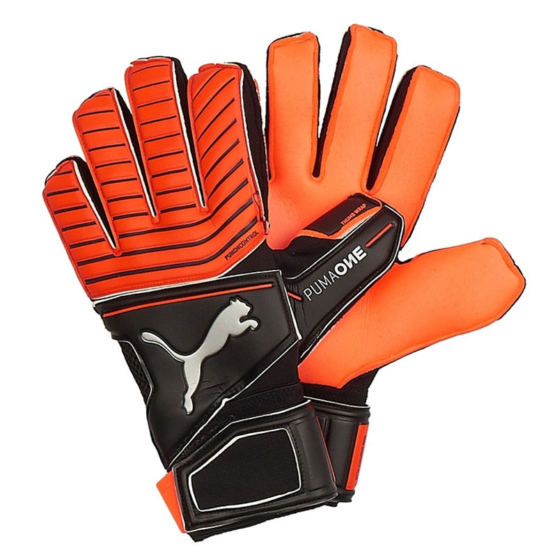 PUMA Men's One Protect 18.2 Fingersave Goalkeeper Gloves Red Blast/Black/Silver、mySite、noshort