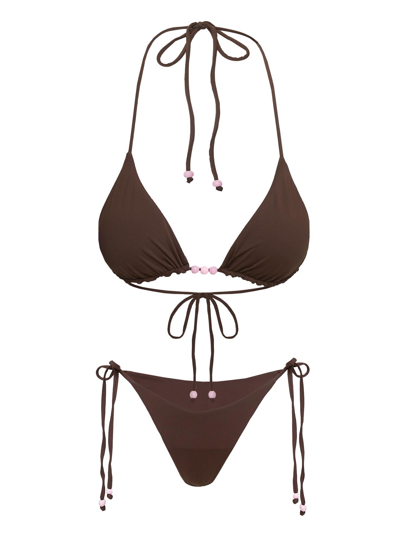 Nevaeh Beaded Triangle Bikini Top Brown、mySite、solidvoid