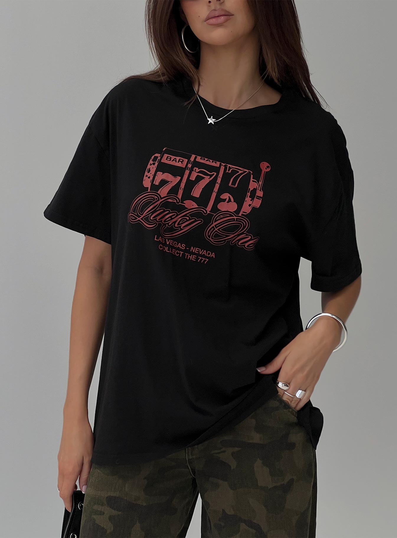 Big Winner Oversized Graphic Tee Black、mySite、solidvoid