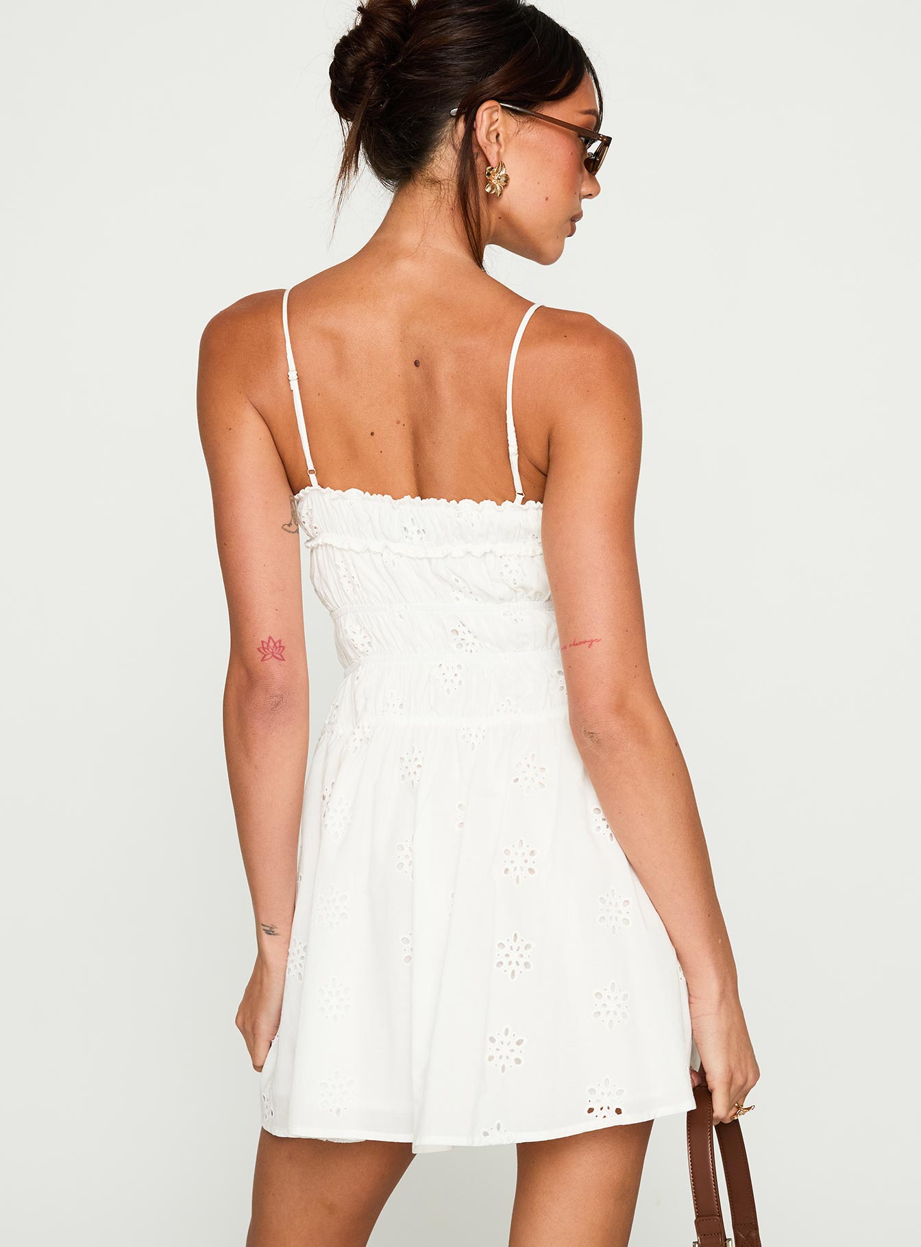 Wish Me Luck Shirred Mini Dress White、mySite、solidvoid