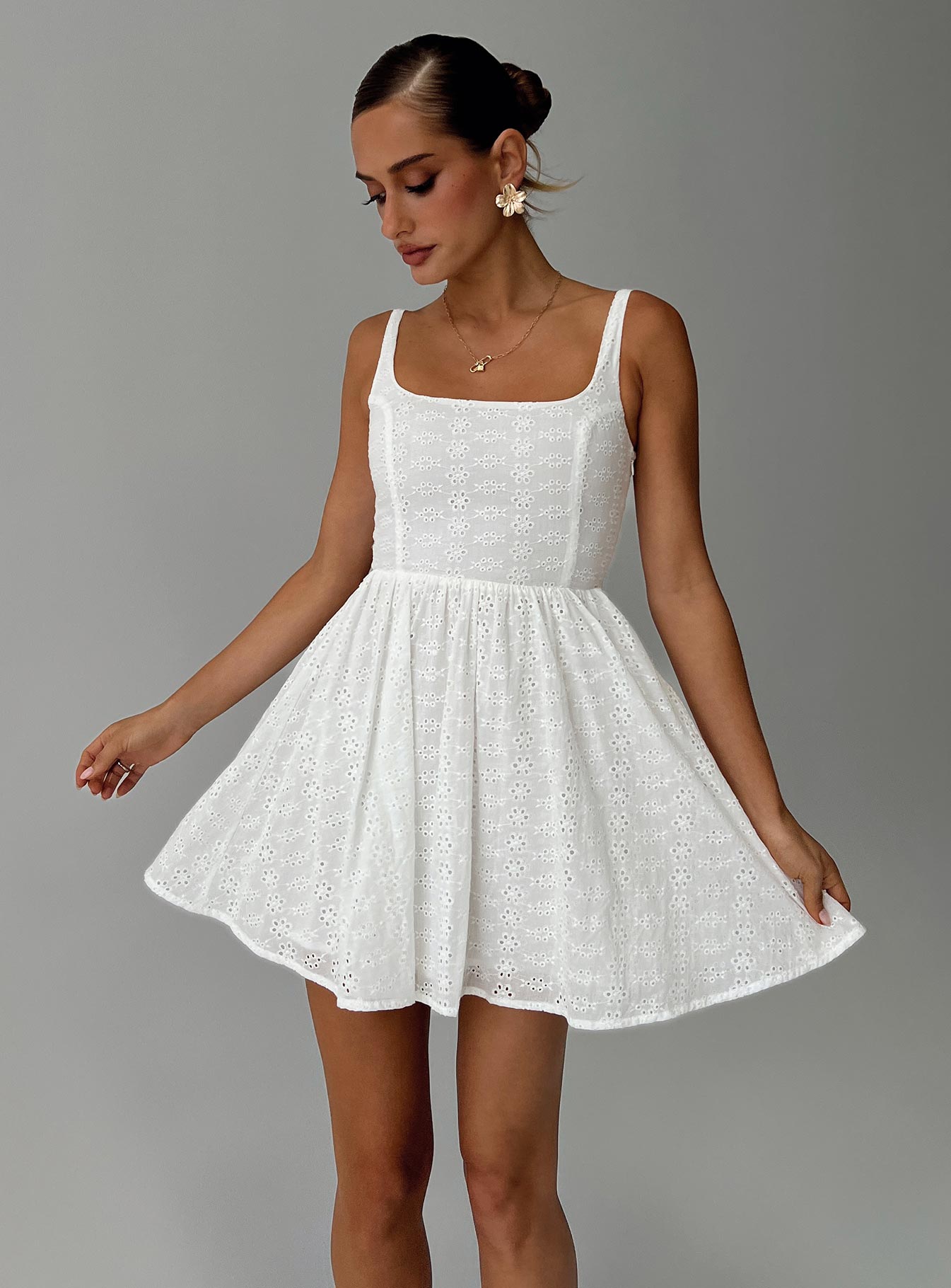 Cartmel Embroidered Mini Dress White、mySite、solidvoid